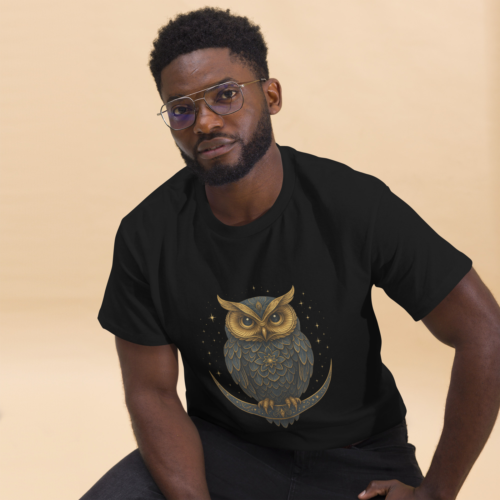 Mystical Owl Moon Shirt Gothic Celestial Vintage Boho T-Shirt Unisex Gift