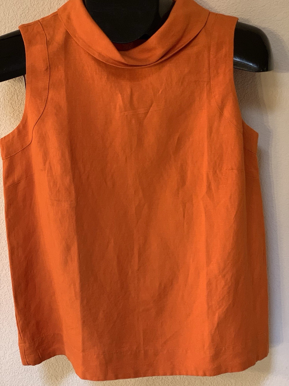 NWT Ann Taylor Factory Petite Linen Blouse XXSP Pumpkin Orange Flowy Cowl Neck