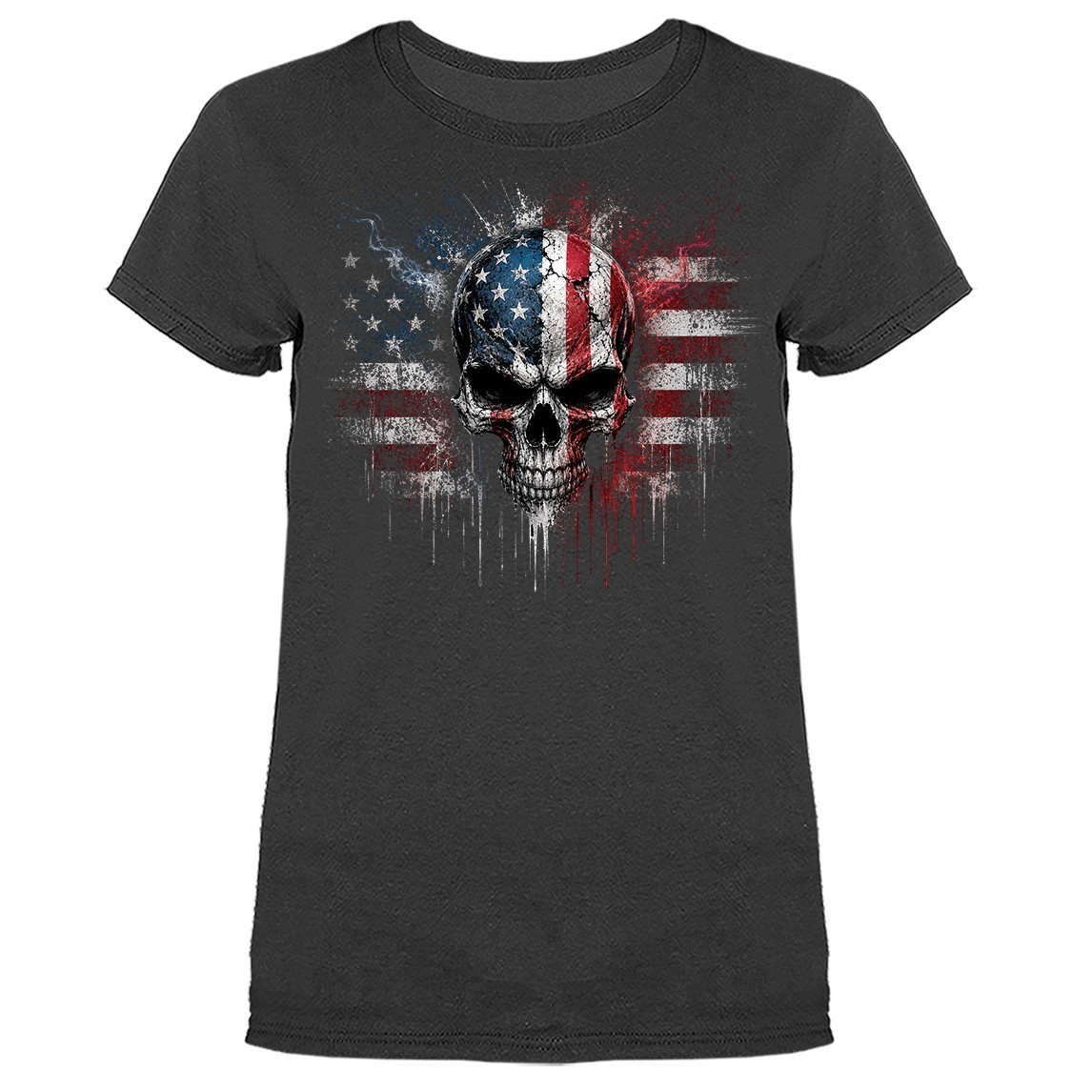 USA Flag Skull American Pride American Patriot Women’s T-shirt