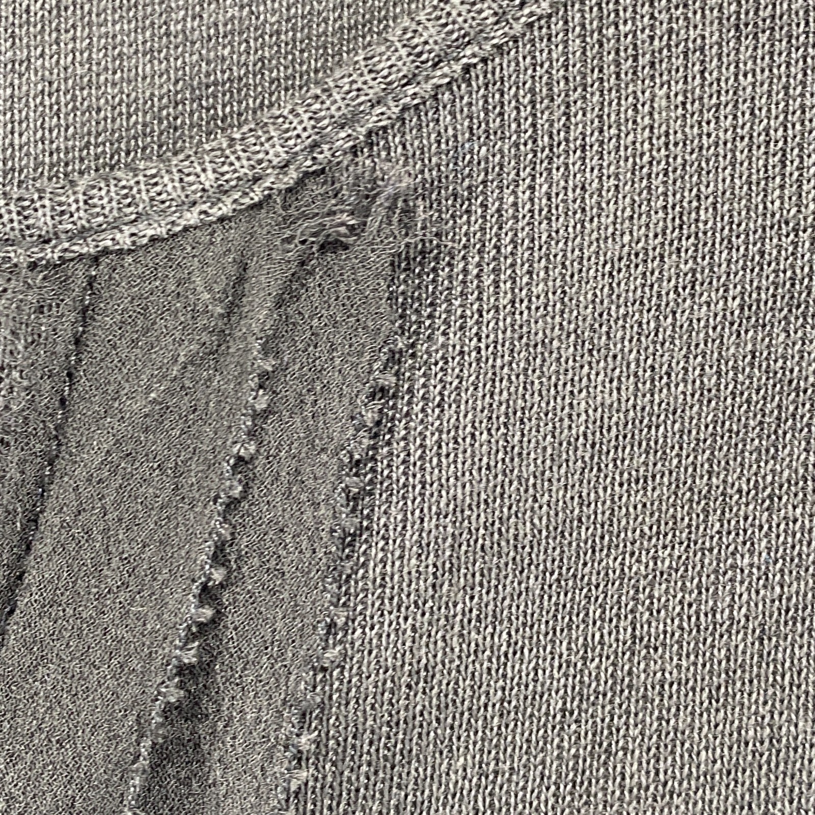 EILEEN FISHER Tank Top XL Silk Cotton Fine Ribbed Jersey Chiffon Trim Gray