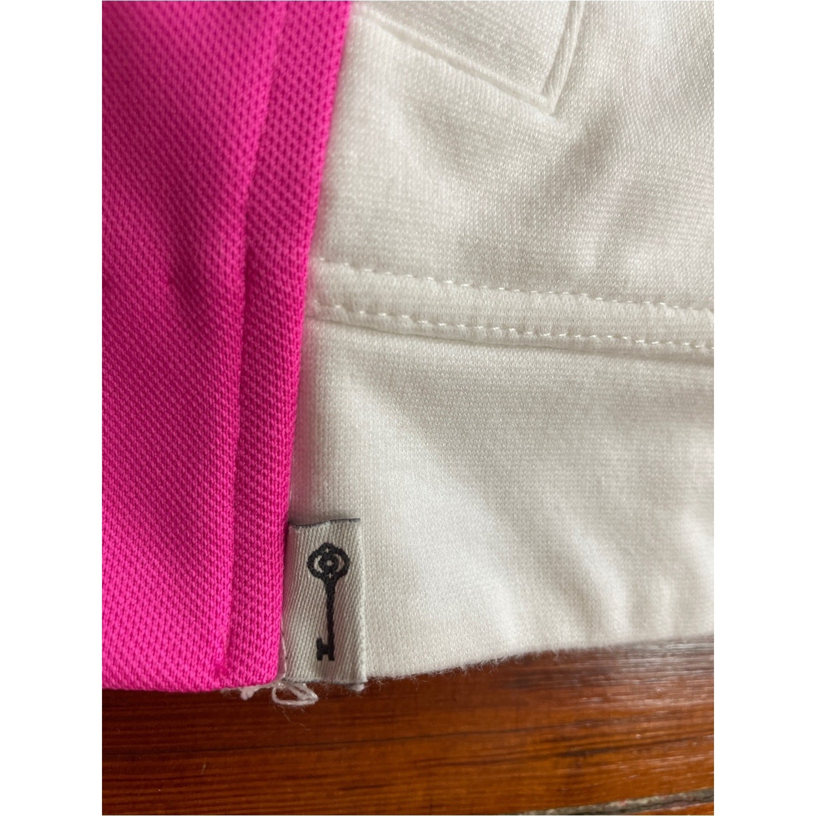 Belyn Key Fairway Long Sleeve Quarter Zip Top Pink & White Golf Preppy Sz S 💚🎀