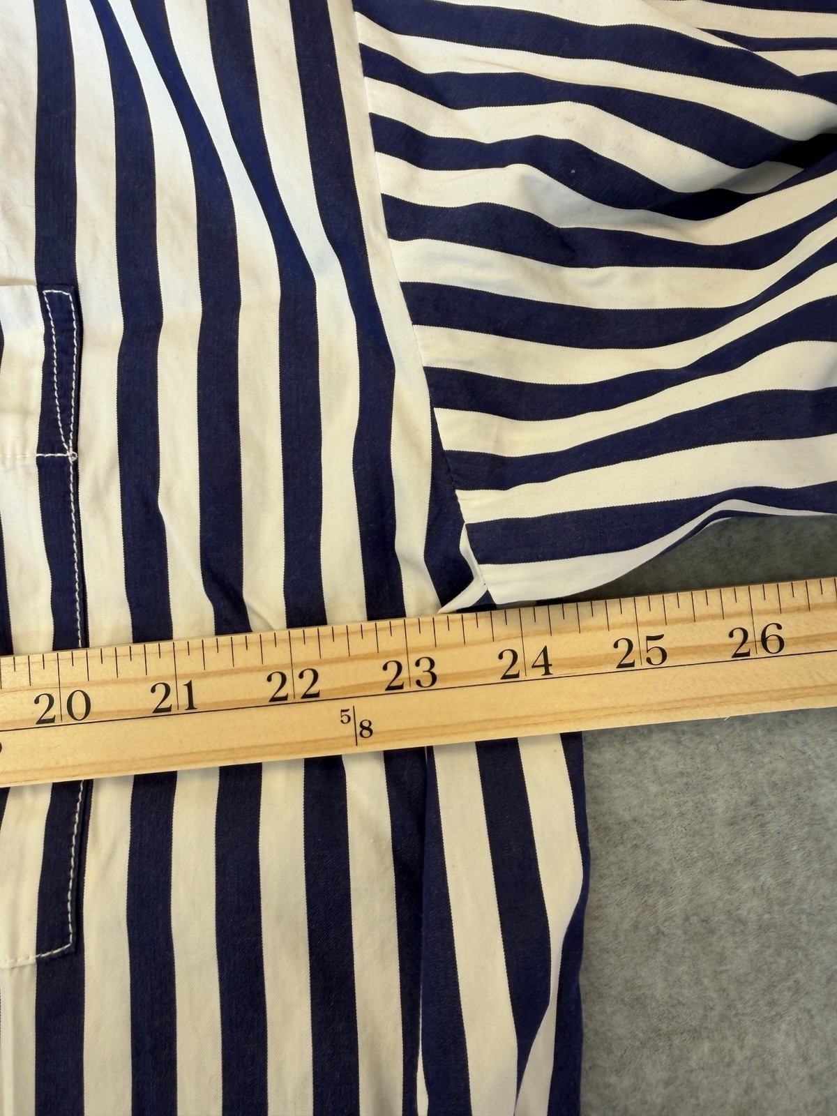 Madewell Poplin Shirt Cotton Blue Stripe Straight Hem Button UpSize Large NWT
