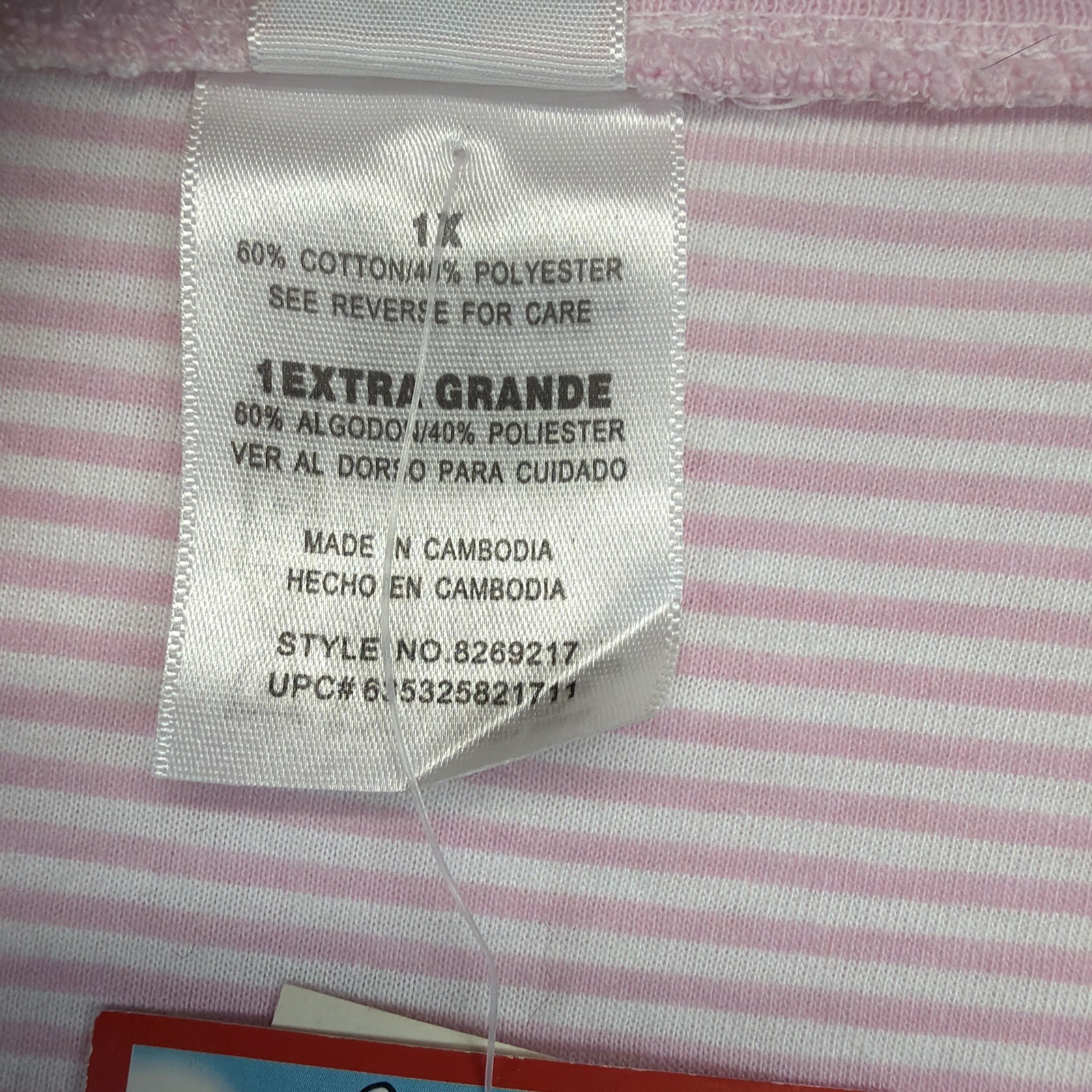 Snoopy Peanuts Pocket Tee NWT Pink Stripe V Neck Women’s XL