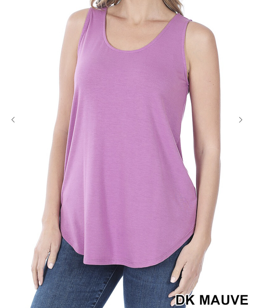 ZENANA 2100 Sleeveless Tunic Tank Top Crescent Hem Relaxed Fit
