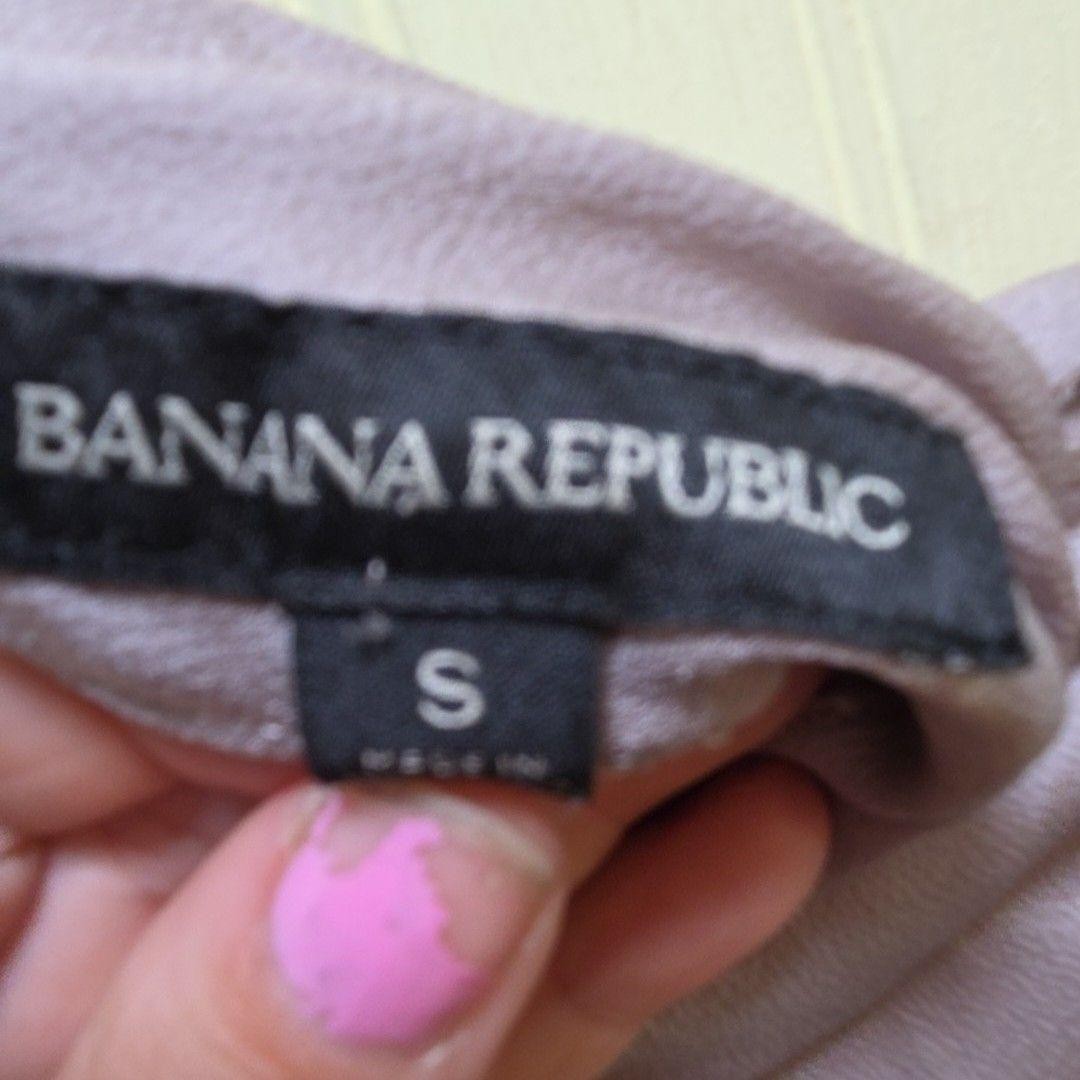 Banana Republic Blouse Womens Small Purple High Neck Long Sleeve Bow Tie Top
