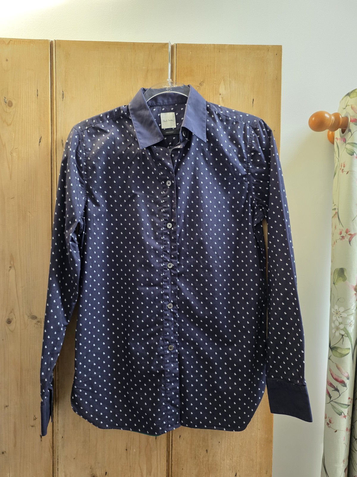 Ladies Paul Smith Rabbit Print Navy Cotton Shirt IT 42 UK 12
