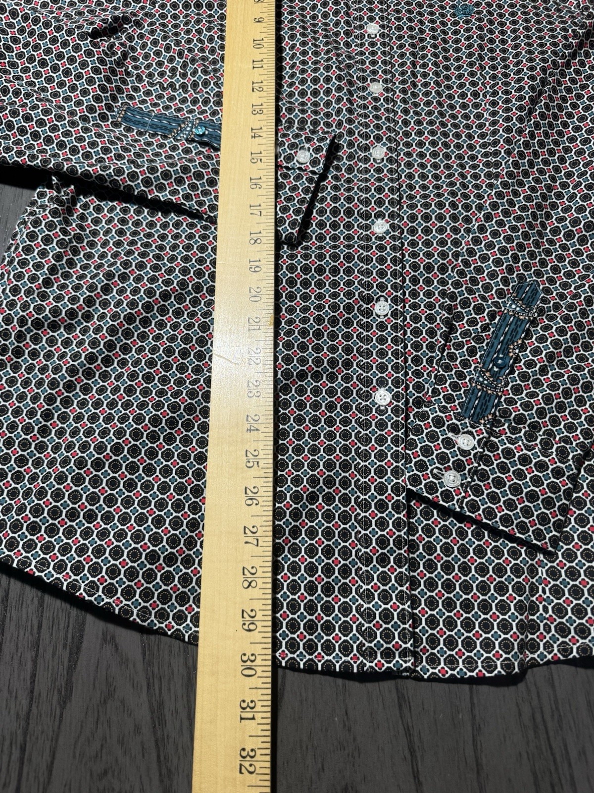Cinch Teal Pattern Womens XXL Western Flip Cuff Long Sleeve Button Up
