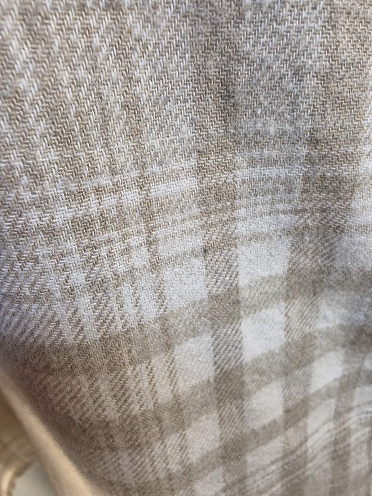 Old Navy Women’s Size Large Boyfriend Shirt Beige/white Plaid Buttoned Down Y2k