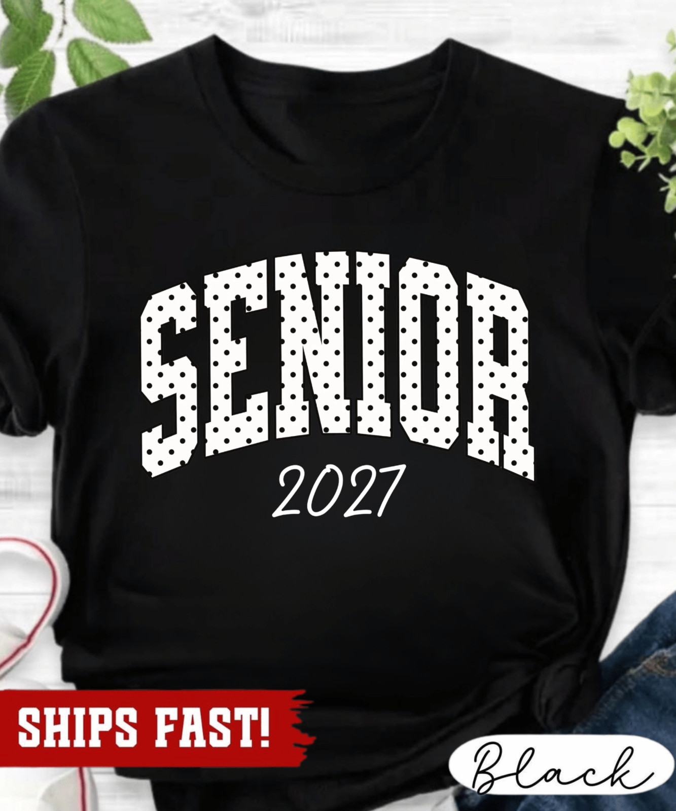 Polka Dot Senior 2027 Shirt, Class Of 2027 Shirt, High School Graduation Gift, S