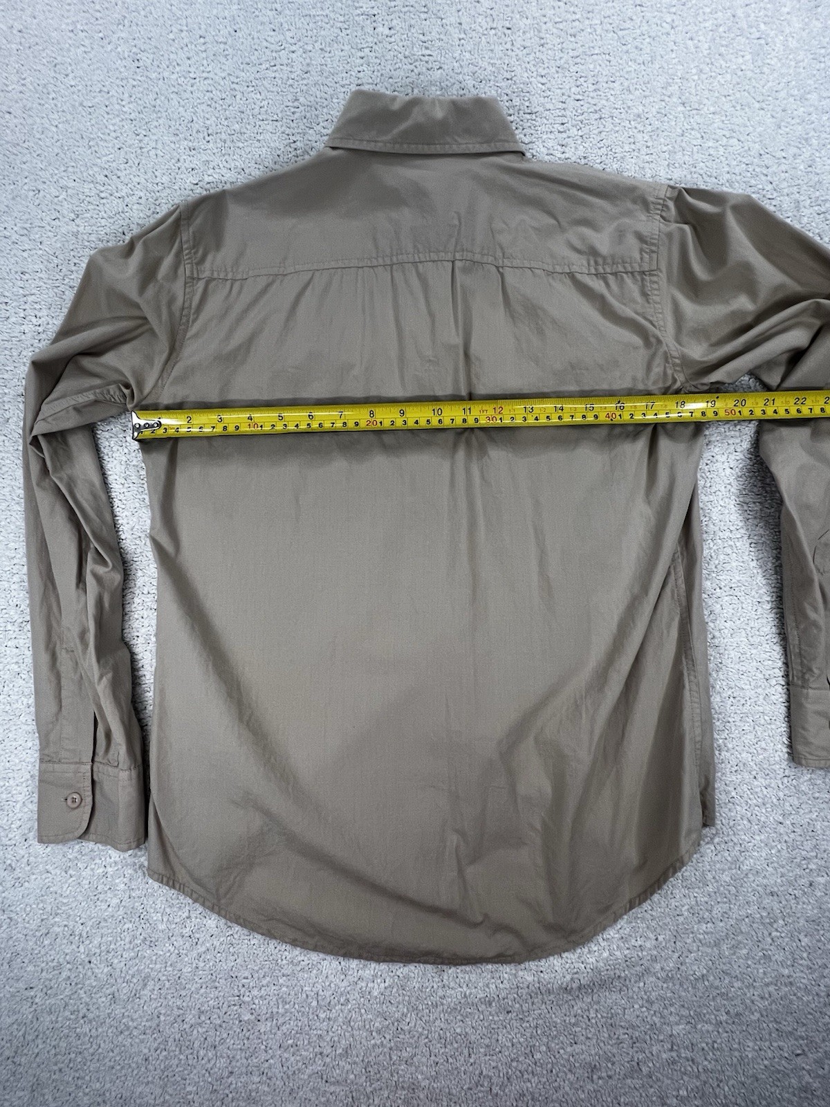 Vintage 90s DKNY Jeans Button Down Shirt Womens 6 Tan Khaki Utility