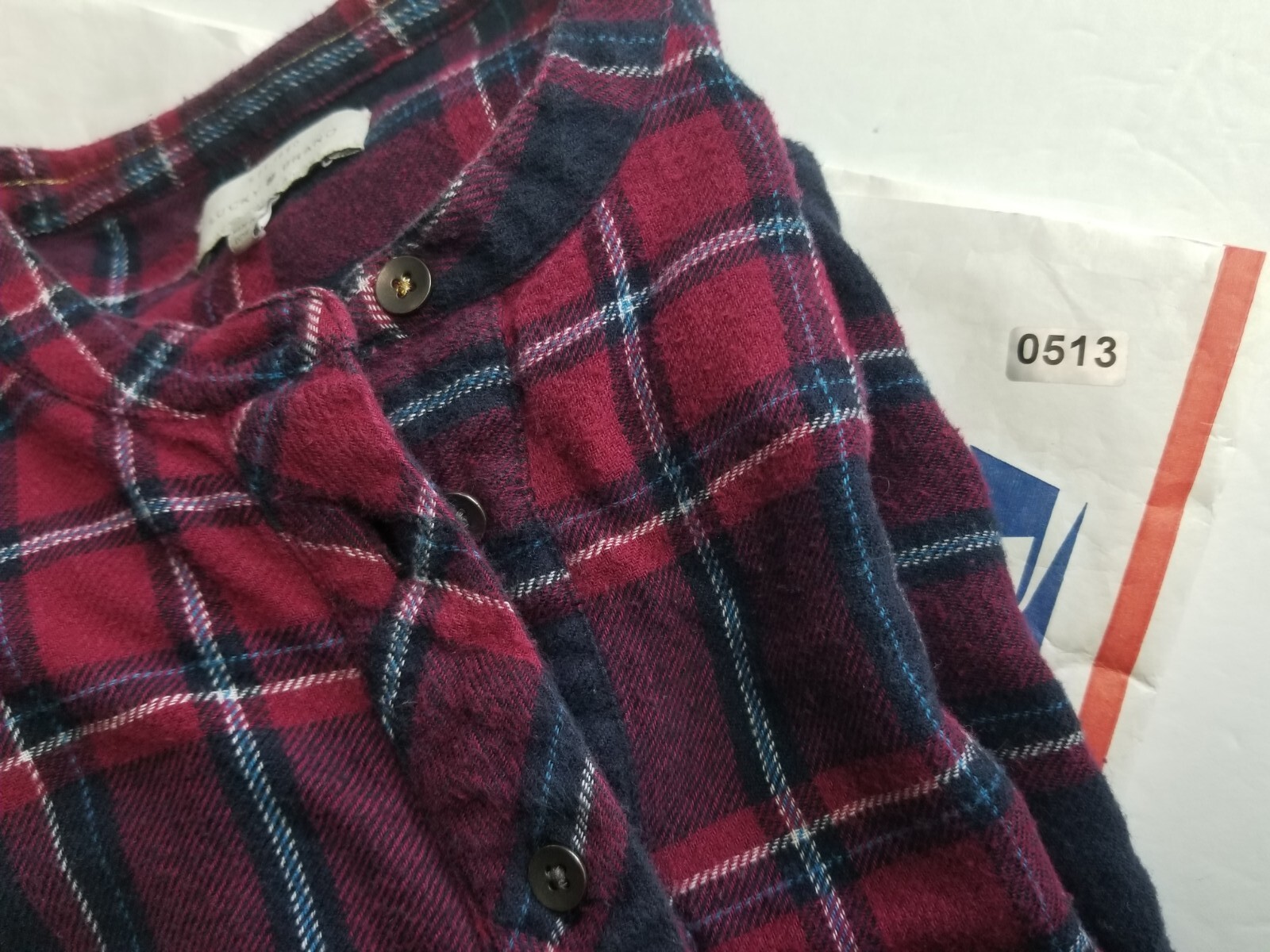 Lucky Brand Flannel Shirt Womens XS Plaid 3 Button Pullover Top