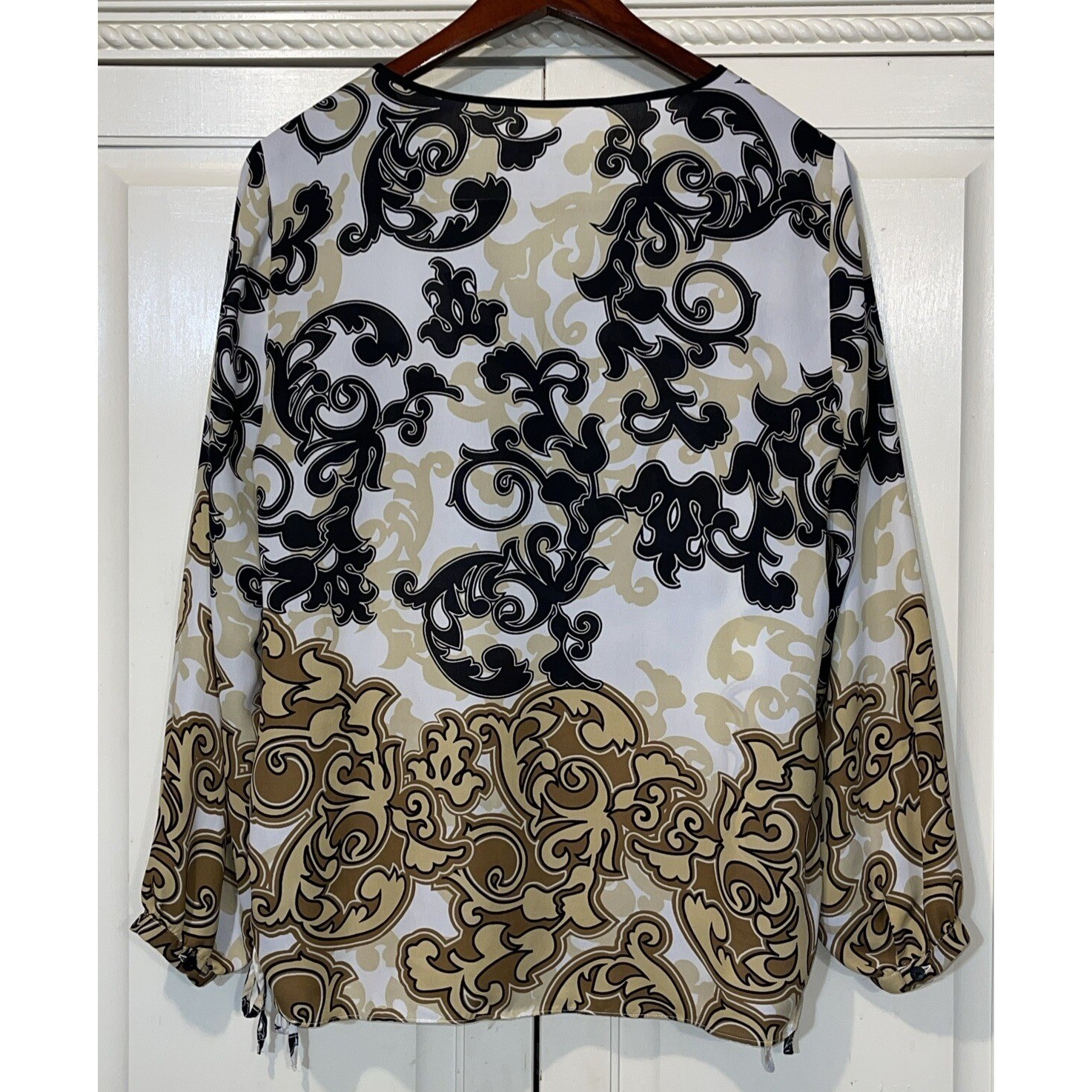 JM Collection Blouse Women 14 Top Flowy Embroidered Trim Side Ties Colorful