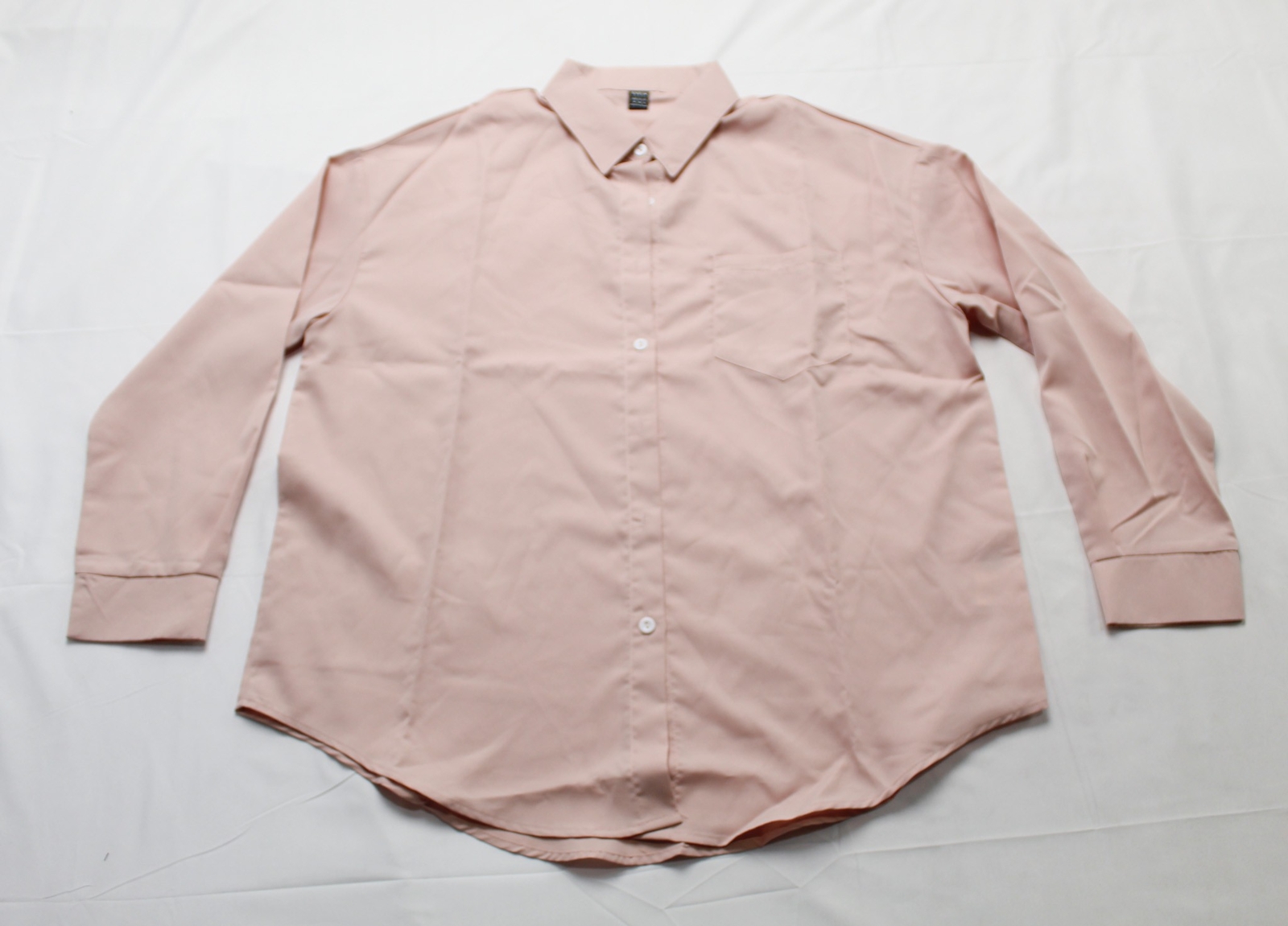 Shein Women’s Button Up Pocket Patched Drop Shoulder Shirt DM9 Dusty Pink Medium