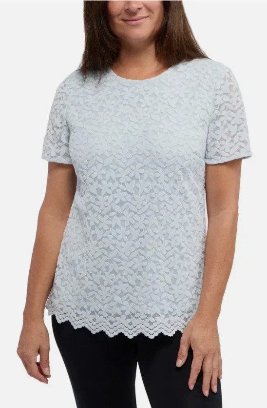 Teddi Rose Women’s Crewneck Short Sleeve Blouse, Light Blue, Size XXL