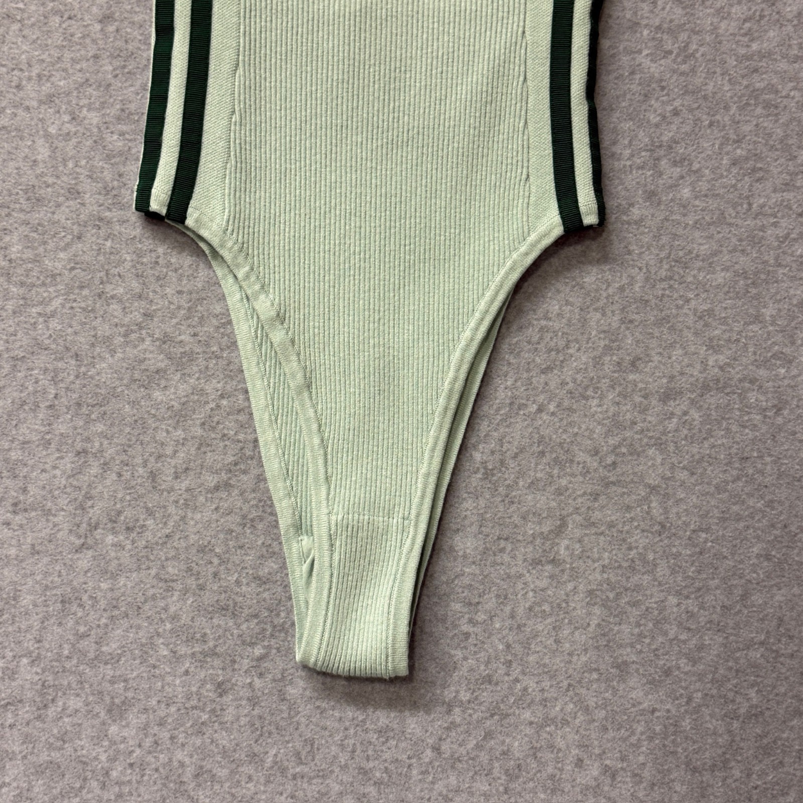 Ivy Park x Adidas Striped Ribbed Knit Mint Green Sleeveless Tank Bodysuit XS
