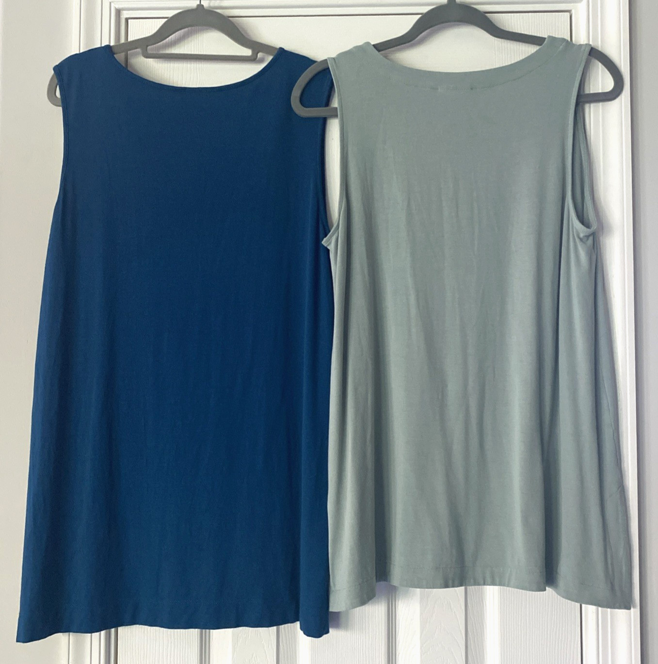 WOMENS LOT 2 J JILL WEAREVER SLEEVELESS TUNIC TANKS DARK TEAL/SAGE GREEN MEDIUM