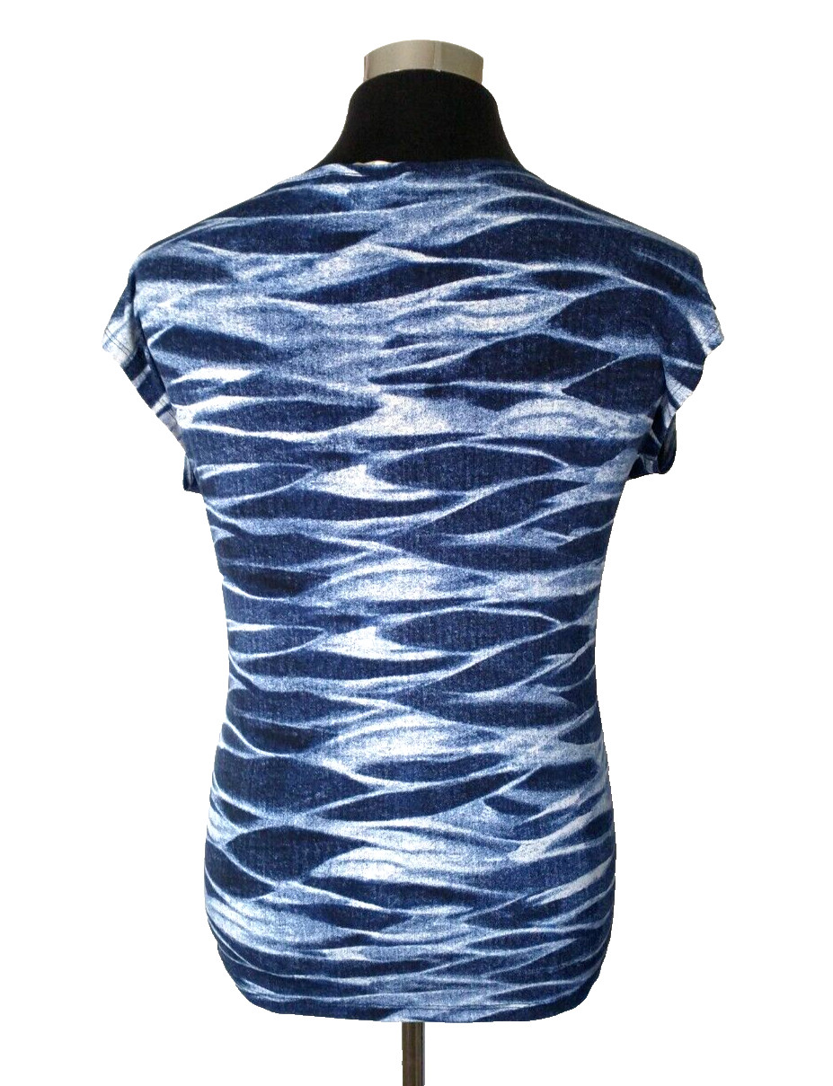 Michael Kors Pullover Blouse Juniors Size Medium Blue Poly Spandex Blend V-Neck