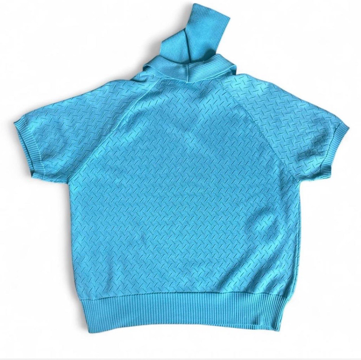 Vintage Women’s Givenchy Sport Light Blue Knit Polo Top With Necktie Size Large