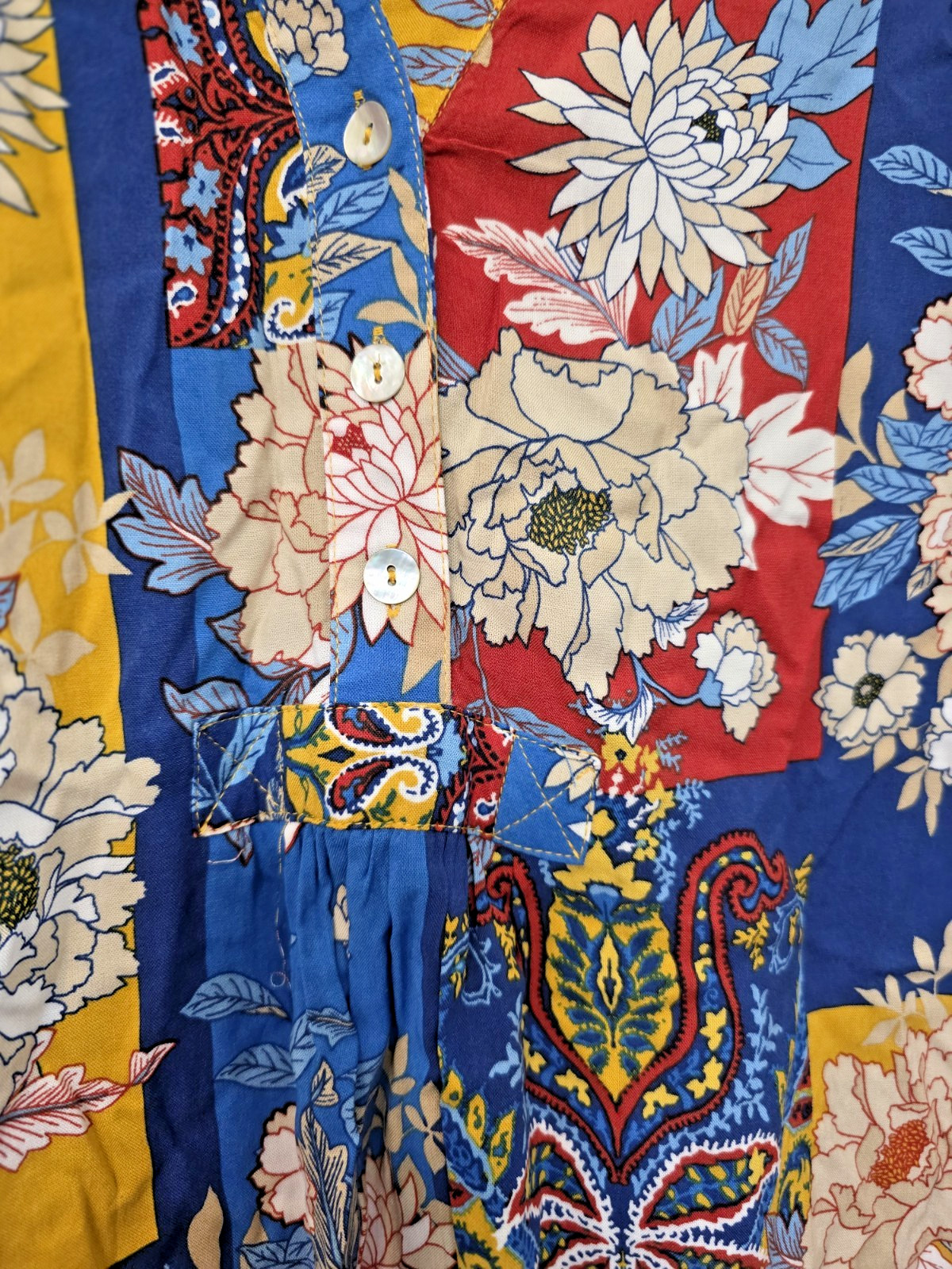 Ruby Rd. Woman Multicolor Floral Rayon Woven Collared Button Front Tunic Plus 3X