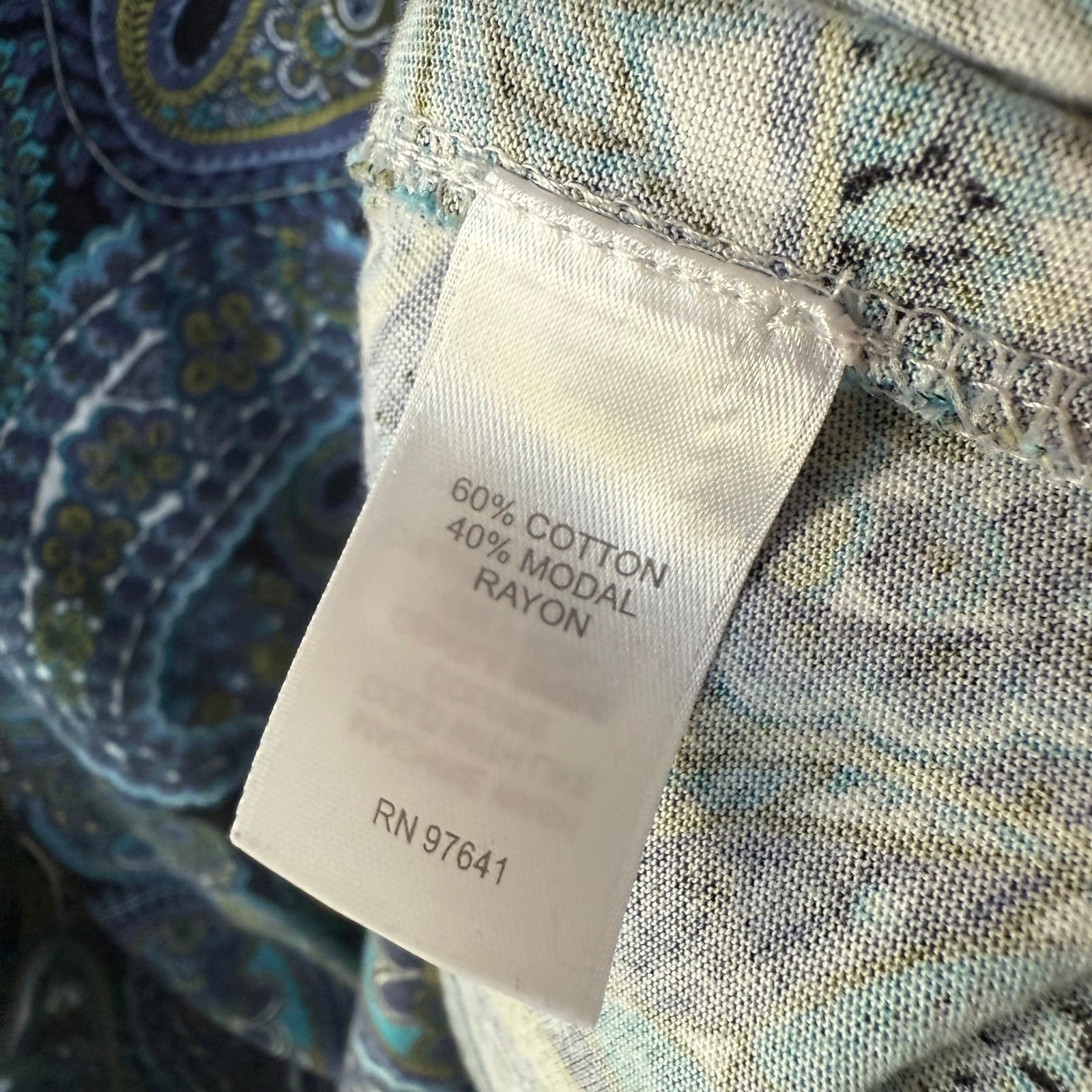 J. Jill paisley print tunic top in a cotton blend knit fabric size L.