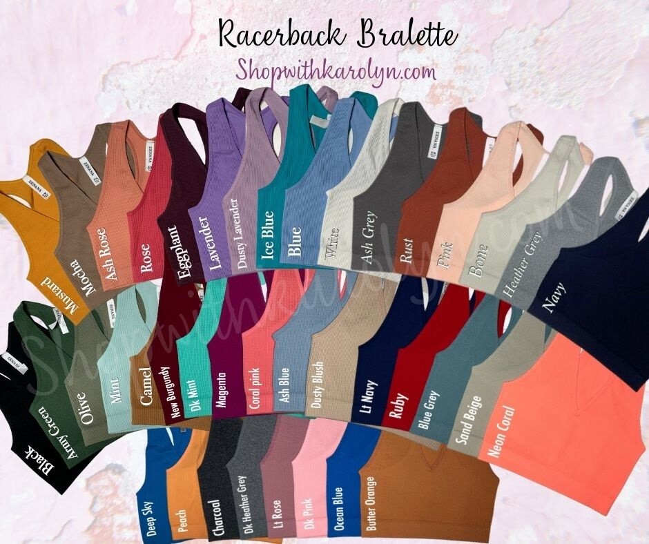 Zenana Ribbed Racerback tank 36 colors crop top Brami Bralette S-XL 32A – 40DD