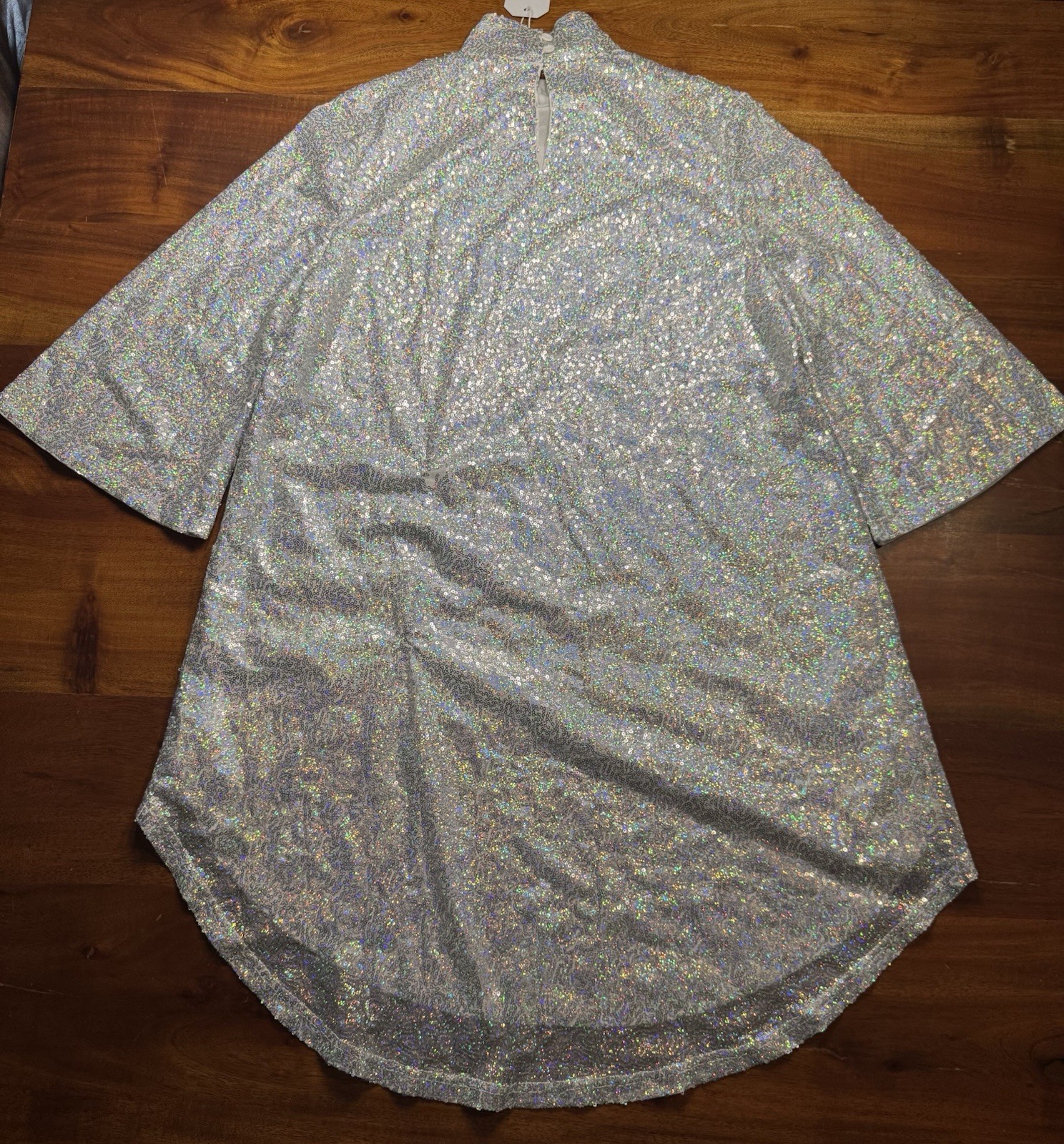 Made With Love Womens Silver Sparkle Sequins Hi-low Tunic Blouse Sz S – NEW