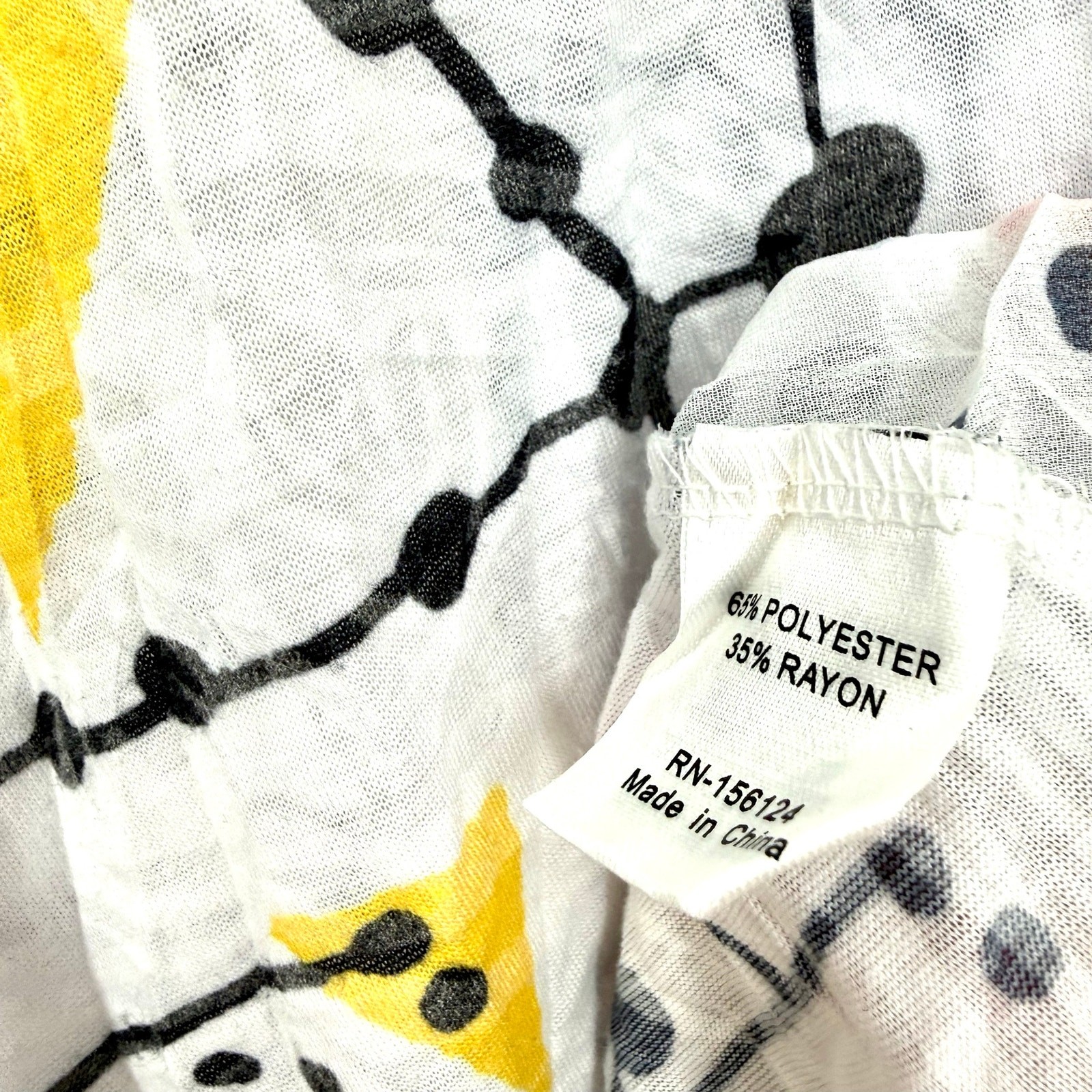 Shana Sz Medium White Yellow Black Wearable Art Unique Blouse Shirt Top Artry