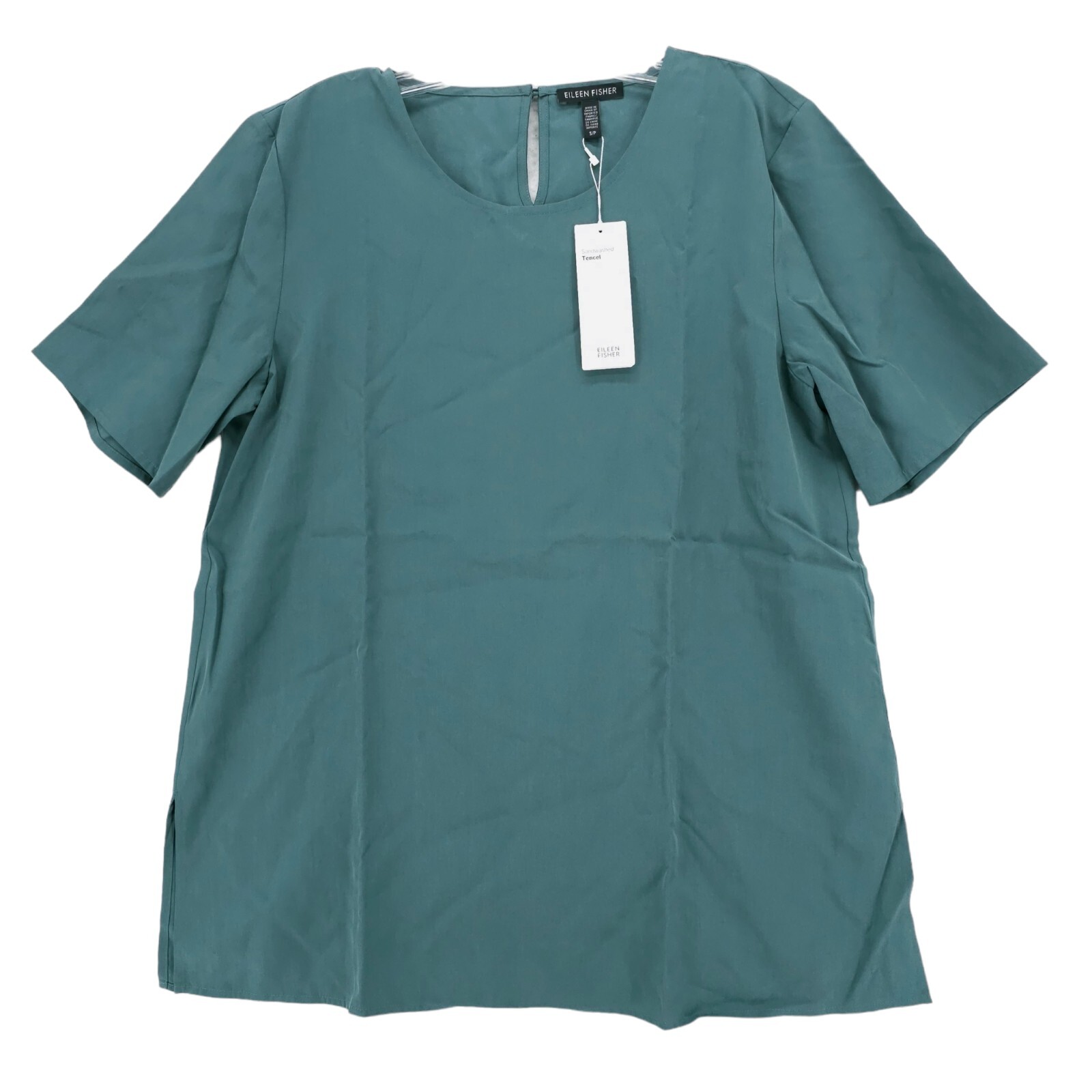 NWT EILEEN FISHER Sandwashed Tencel Round Neck Box Top DRAGONFLY Oversized SMALL