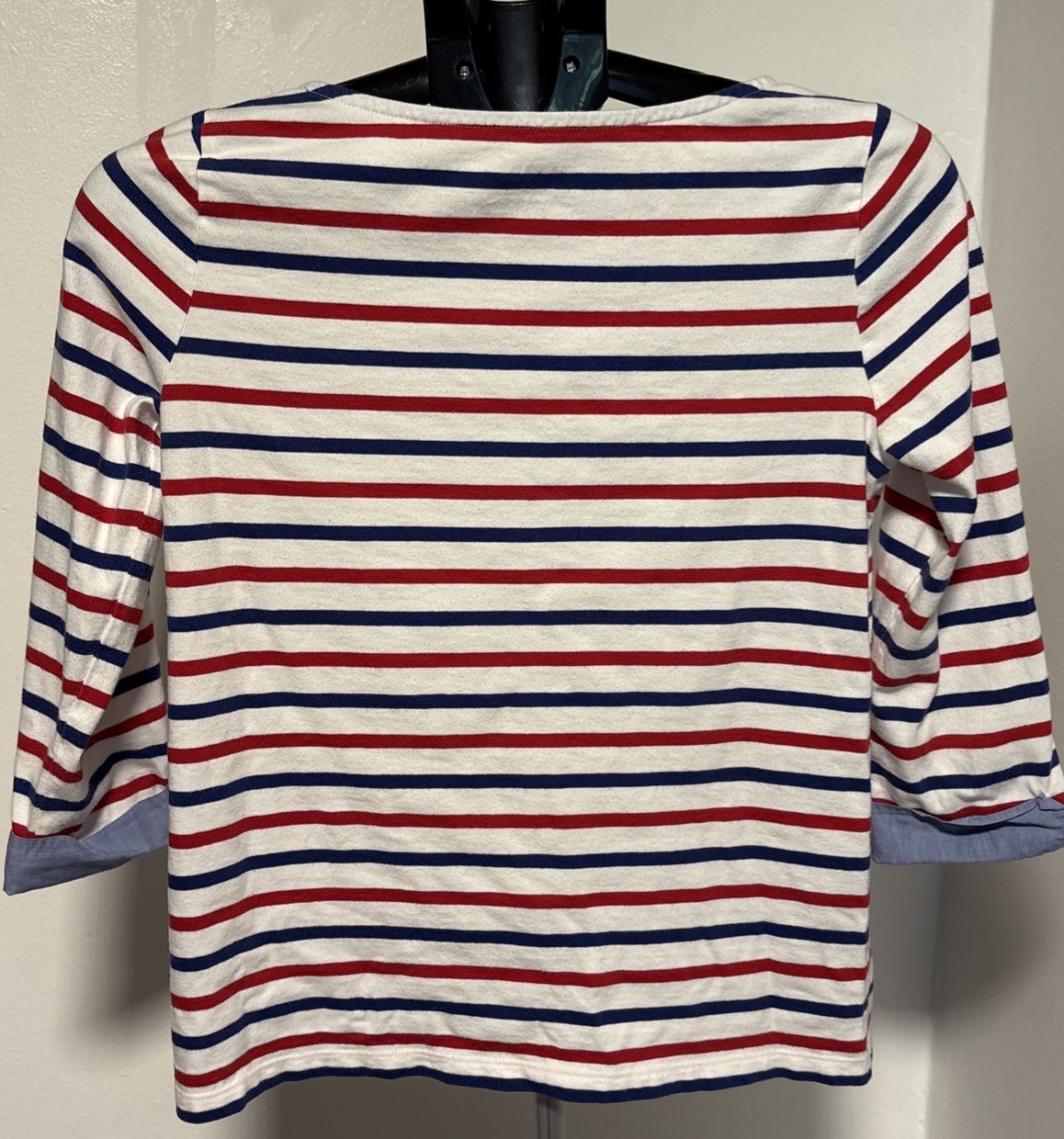 Talbots Tres Chic Striped Pullover Knit Top Womens Size P Red White & Blue