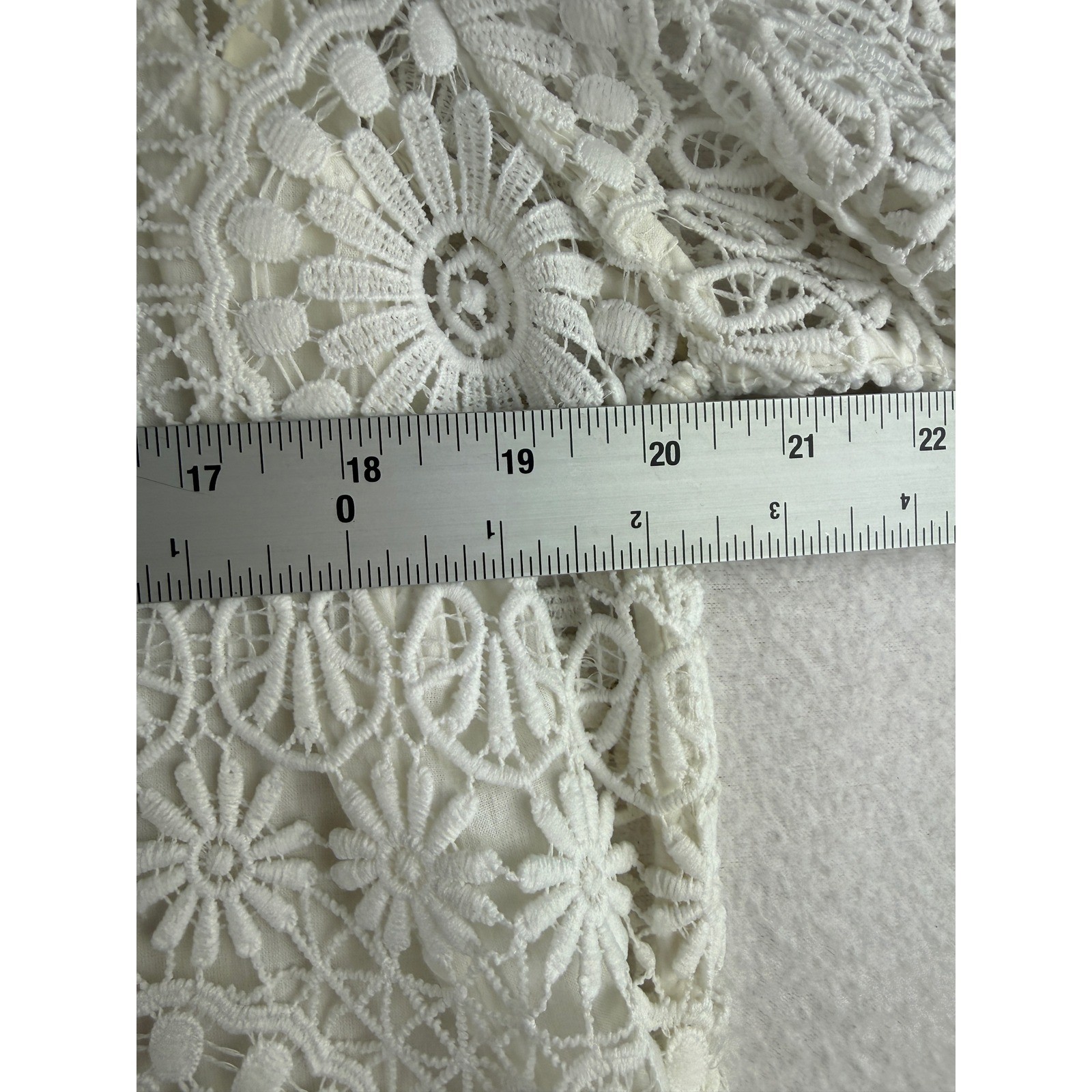 Chico Floral Crochet Lace Pleated Chiffon Short Sleeve Top White Boho Romantic
