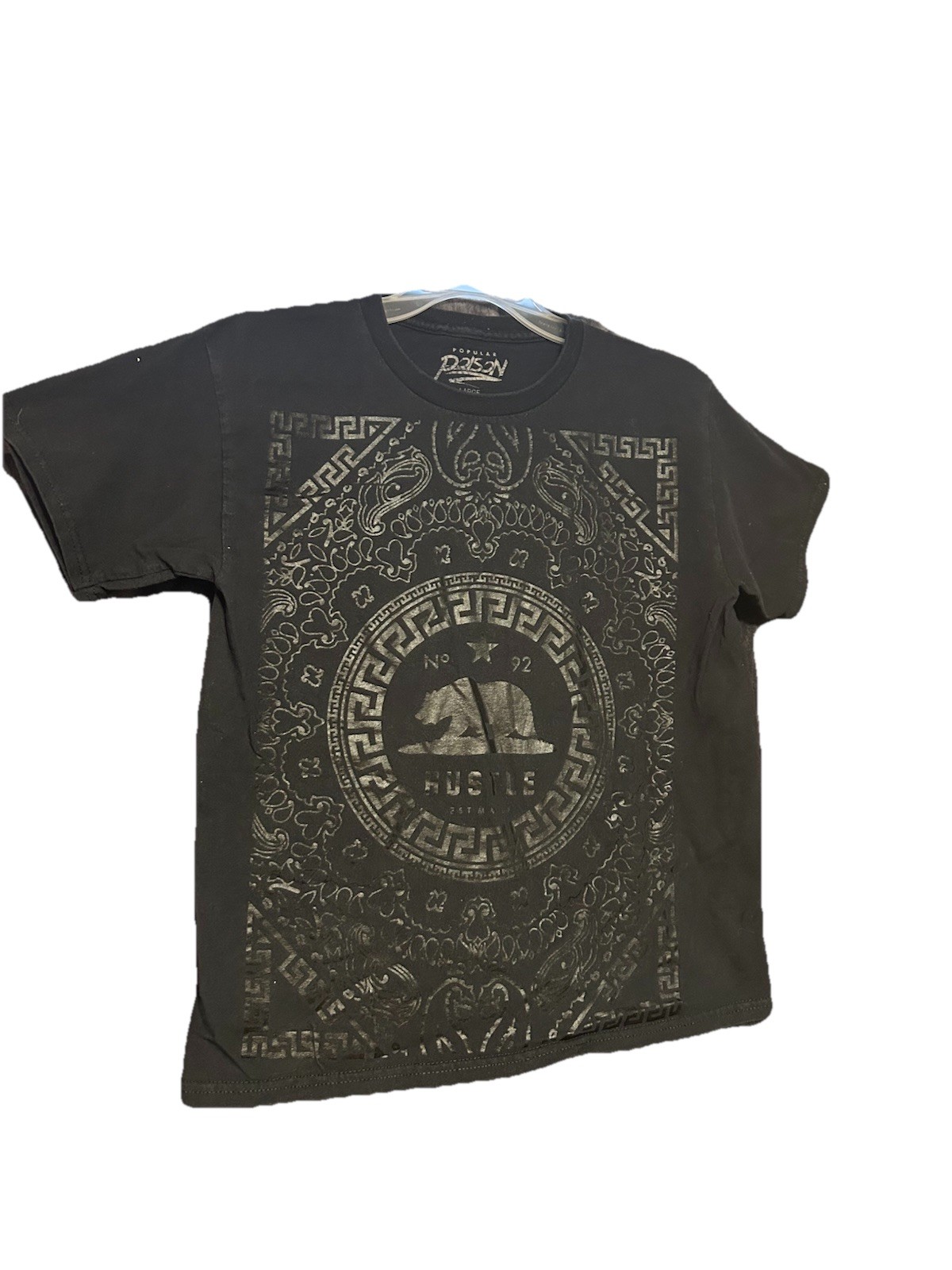 Popular Poison No. 92 Hustle Street wear Skater Shirt Adult Small Black On Black