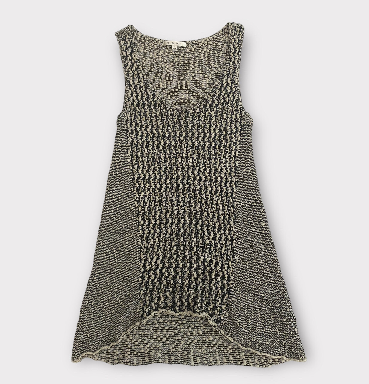CAbi Women’s Sweater Tank Medium Tape Yarn Sleeveless 100% Cotton Top