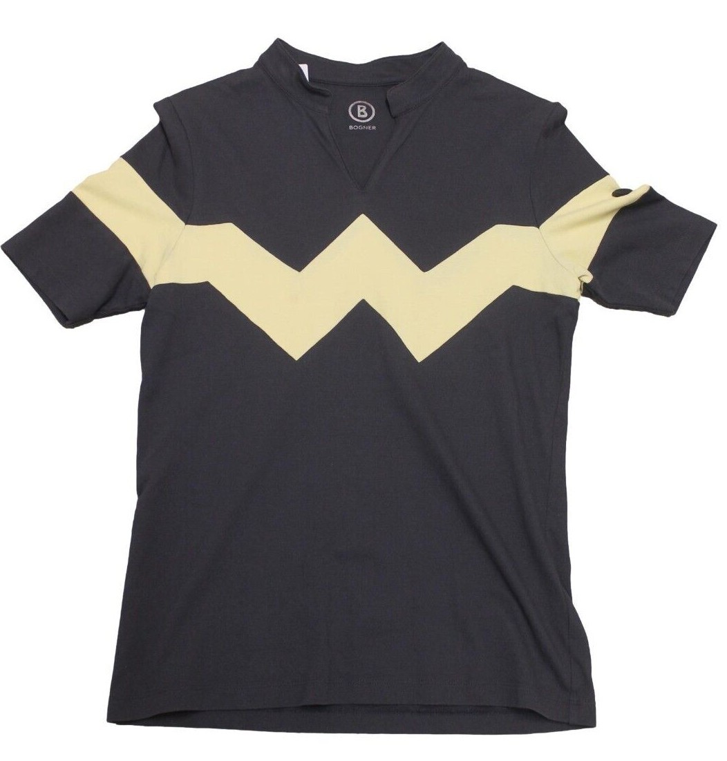 Bogner DONICE Womens Golf Sport T Shirt Navy Blue Yellow Size 36 S New