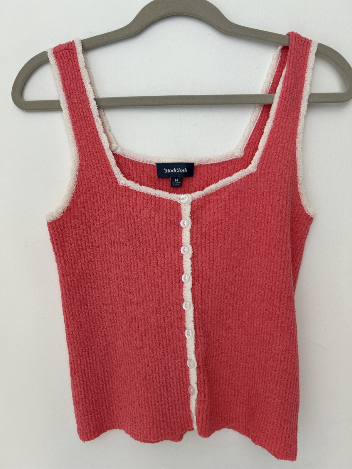 ModCloth Womens Pink/Salmon Button Front Tank Top Medium