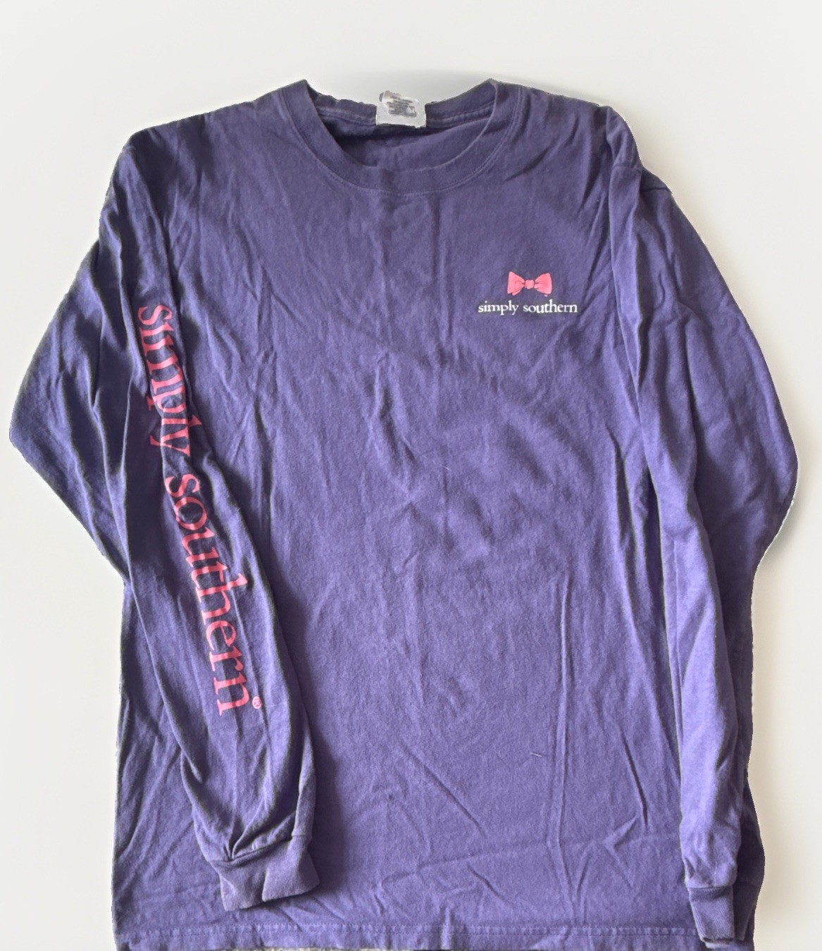 Simply Southern Women’s Purple Crew Neck Long Sleeve Graphic Tee, Size M Cotton