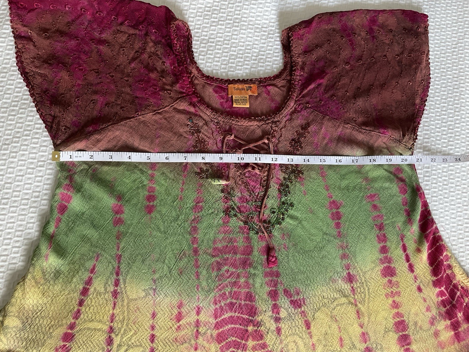 Sakkas Tie Dye Tunic Women’s Plus Size Vibrant Floral Hippie Boho Tassels