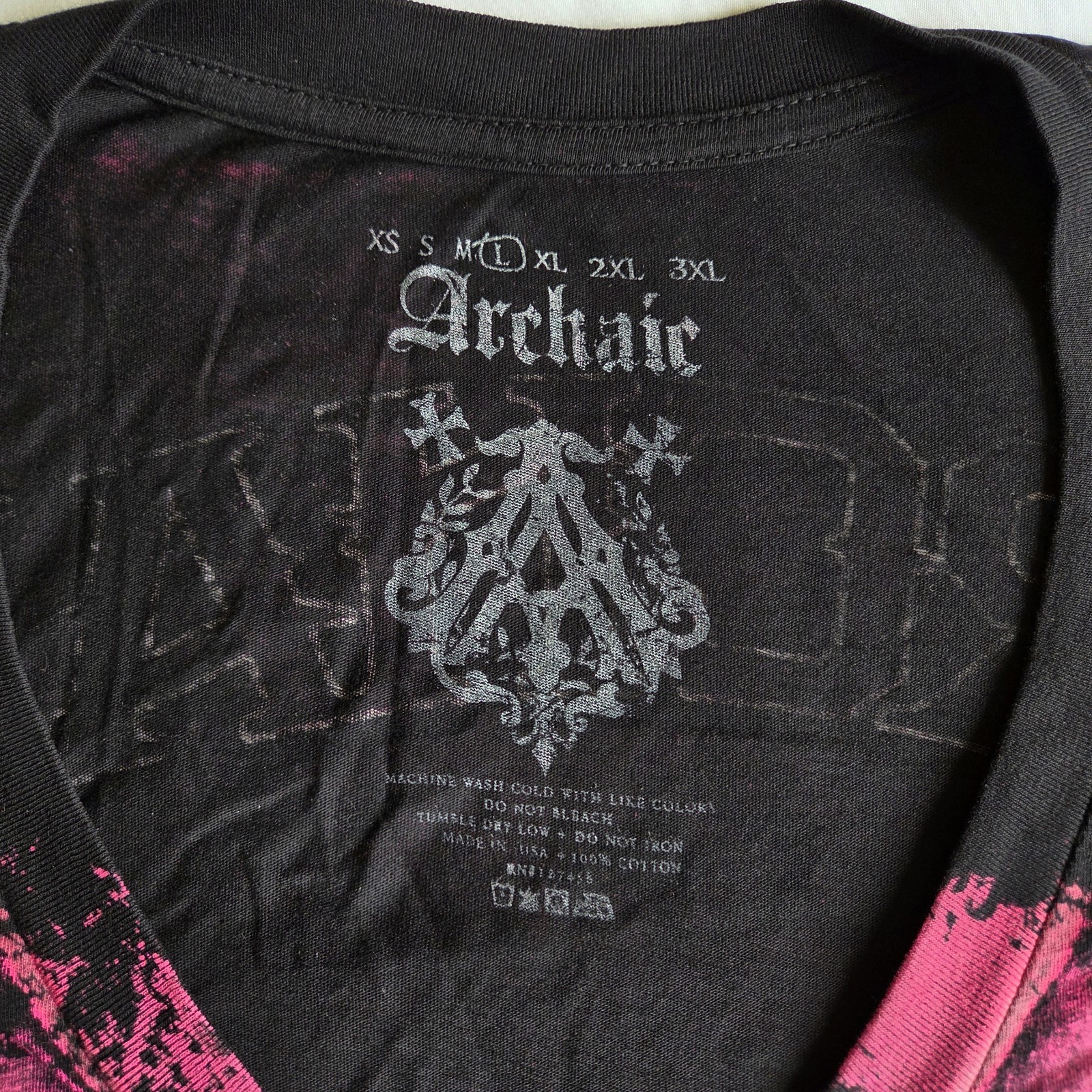 Archaic By Affliction Death Chase Y2K Grunge Biker Black L VNeck Graphic T-Shirt