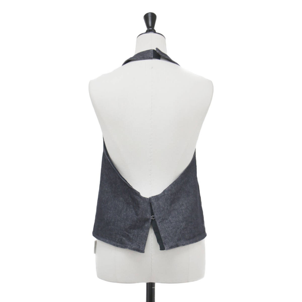 Plage RIAM Denim Halter Blouse Navy Size Length 55cm Width 40cm Snap Button Back