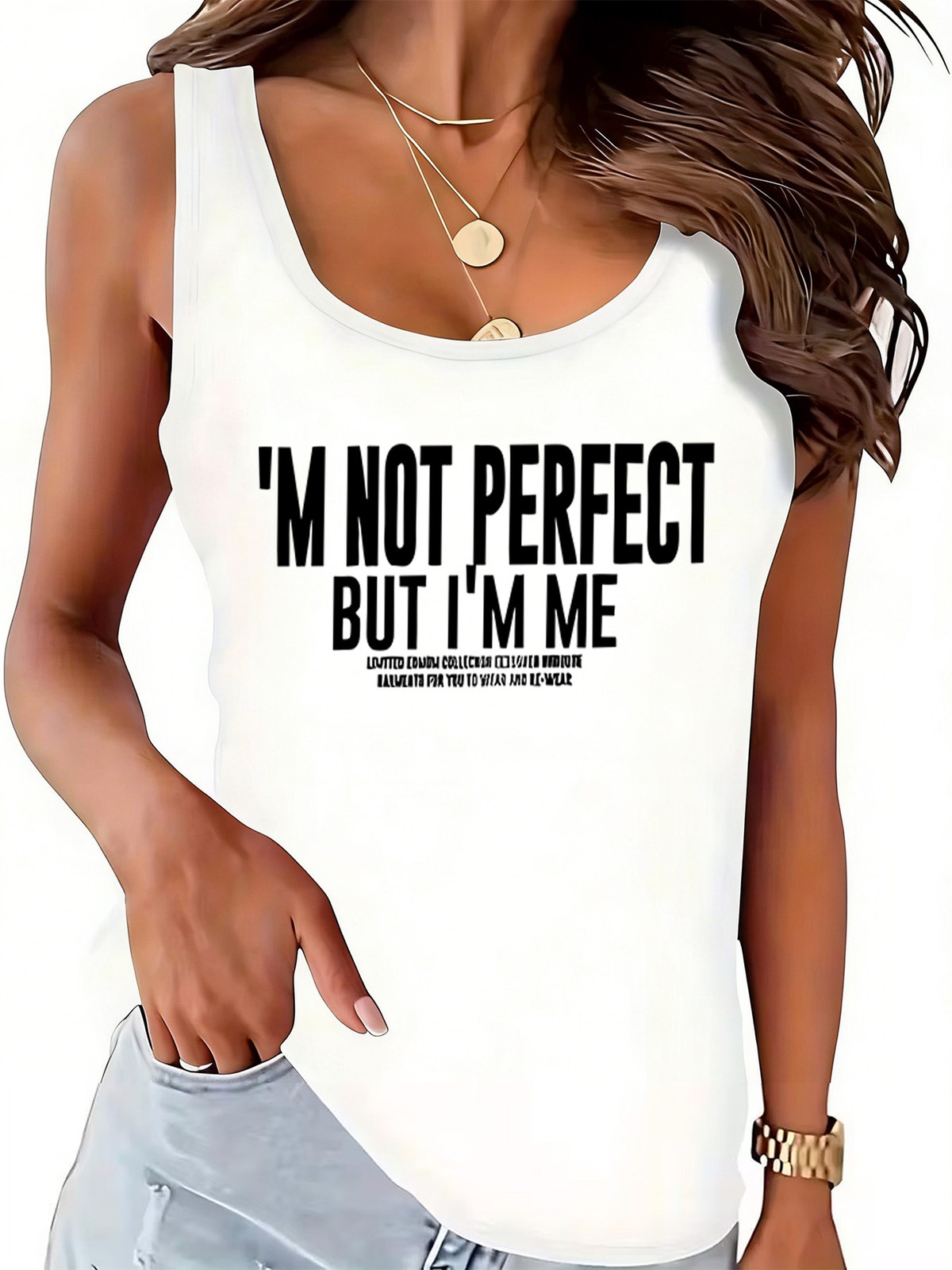 Women’s Letter Pattern Printed Sleeveless Vest Summer Beach Gym Vest T Shirt❀