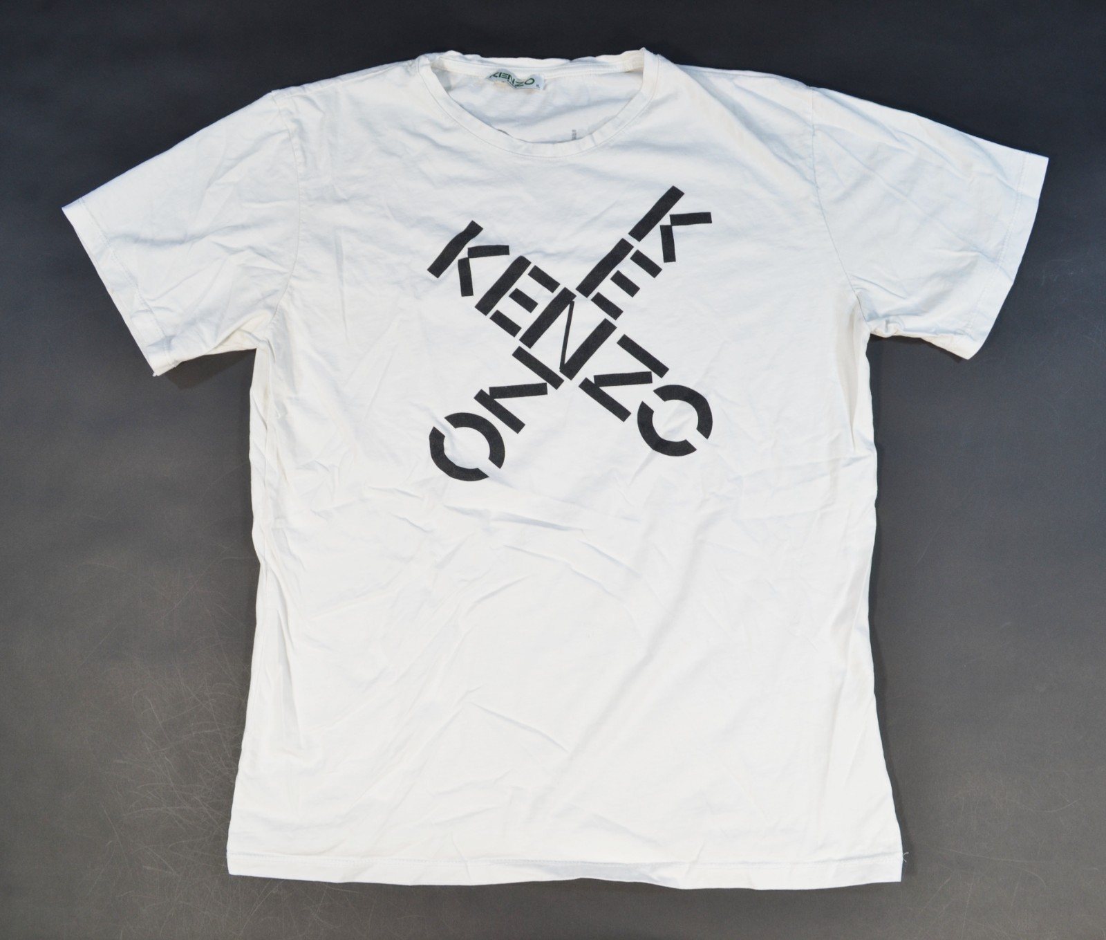 Kenzo Paris White Short Sleeve Double Sided Shirt Spellout Women’s XL