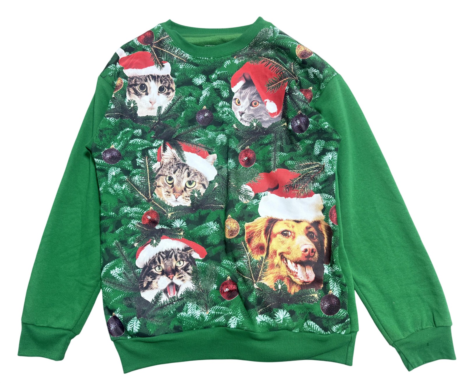 Freeze Sweatshirt Unisex Small Green Light Up Christmas Cat Dog Santa Ugly Pet