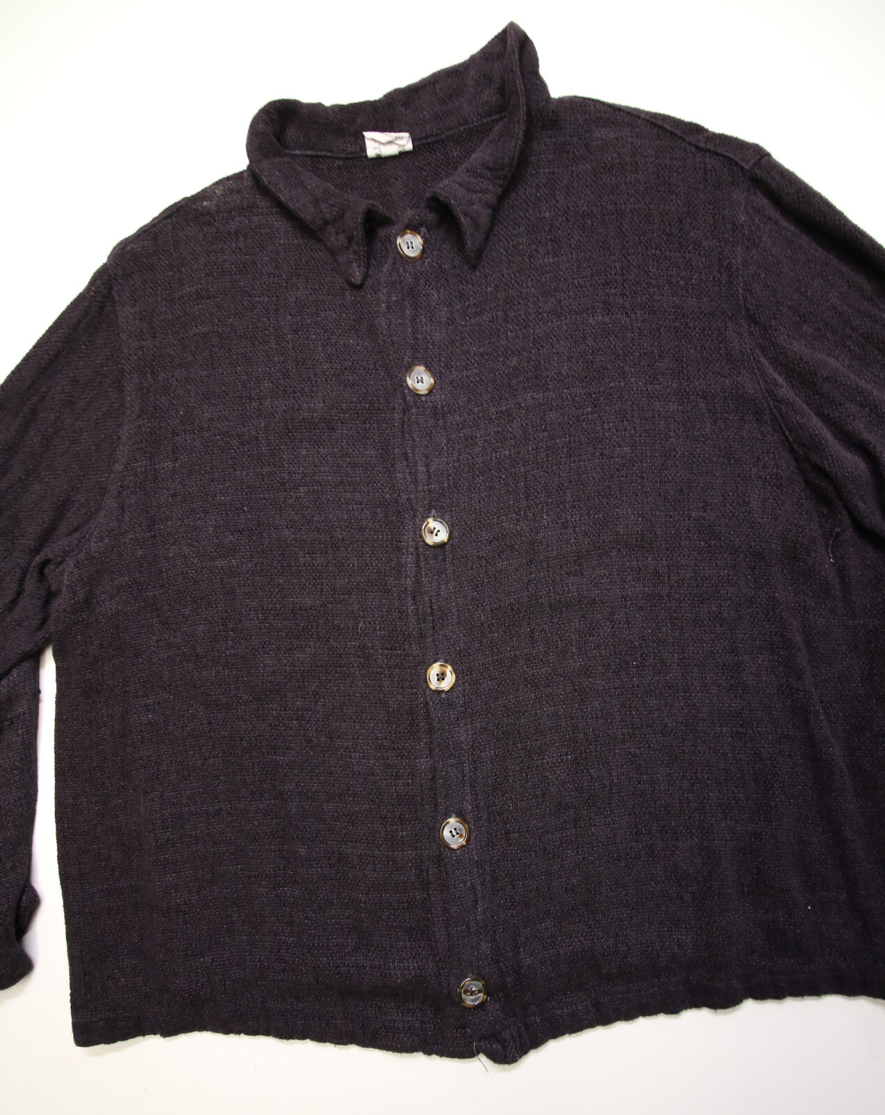 CP Shades Rayon Flax Knit Shirt Womens Oversized M Button Lagenlook READ
