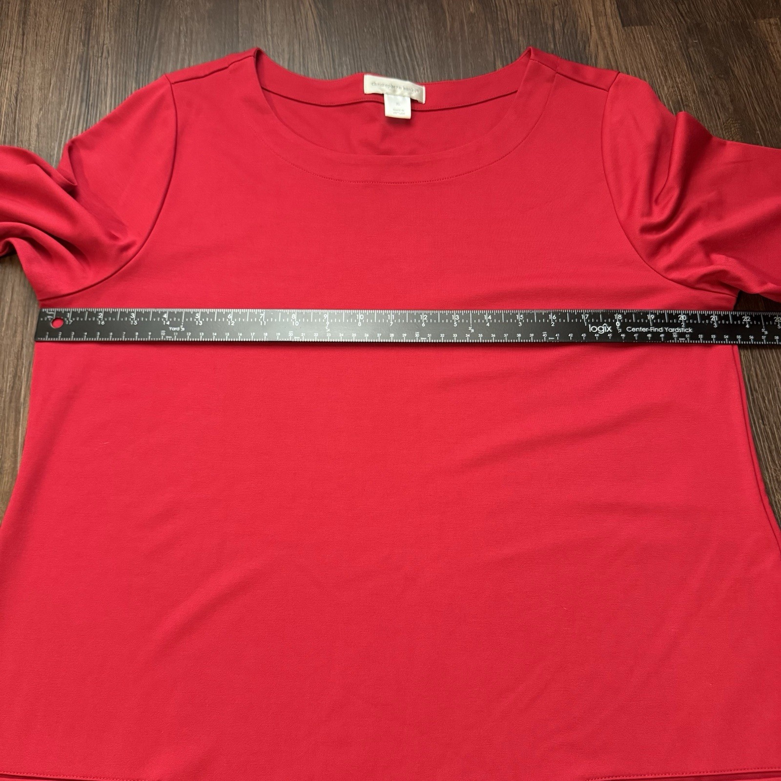 Christopher & Banks Tunic Dress XL Long Sleeve Red Midi Holiday Office Casual