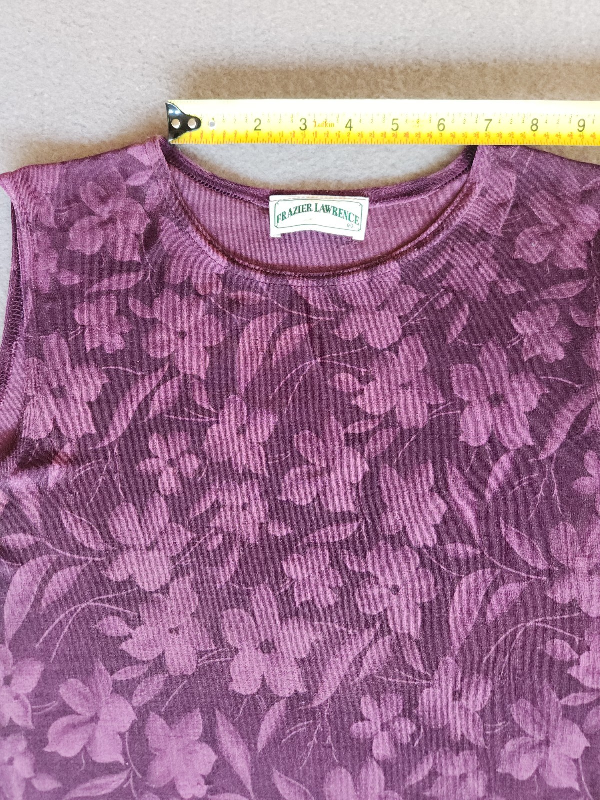 Vintage 90s Frazier Lawrence M Floral Tank Top Women Plum Stretch