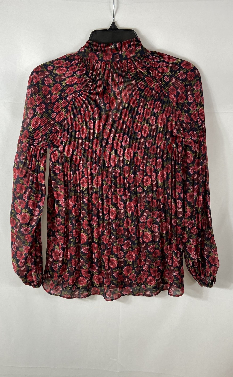 Lauren Ralph Lauren Women’s Navy Red Floral Sunburst Pleated Blouse NWT Sz PXS