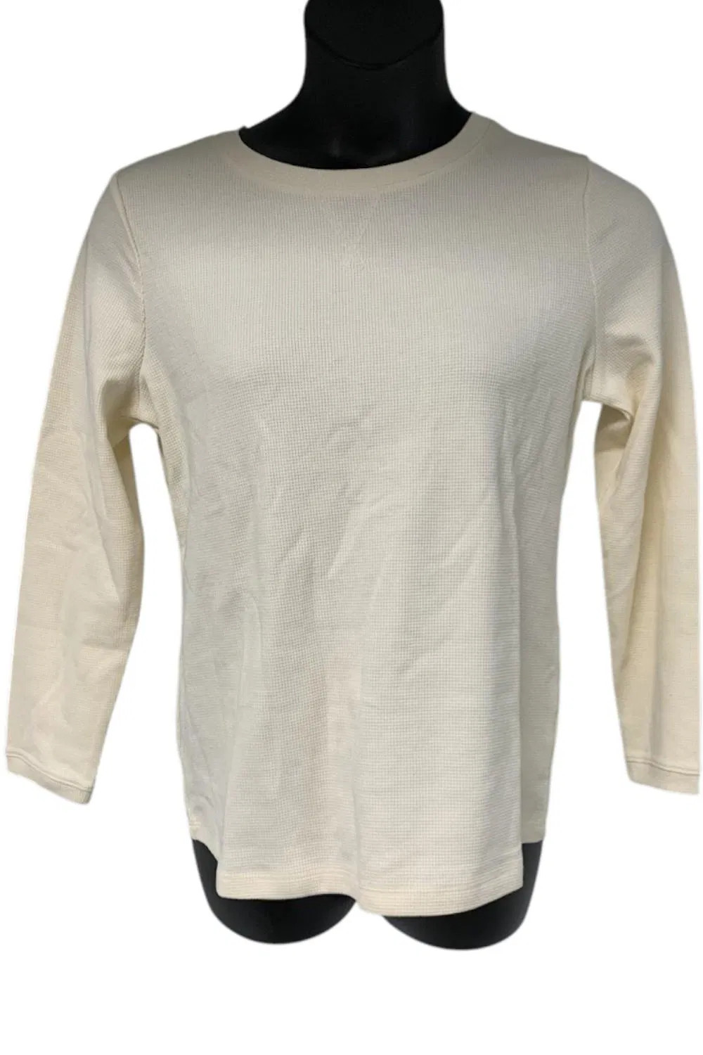 Denim & Co. Women’s Essentials Waffle Knit LongSlv Top Vanilla Cream