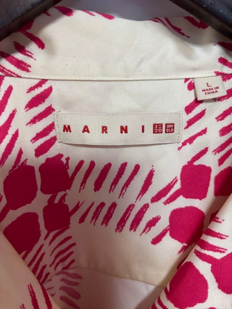 UNIQLO MARNI Collaboration Open Collar Short Sleeve Shirt Red Size L(US M) Used