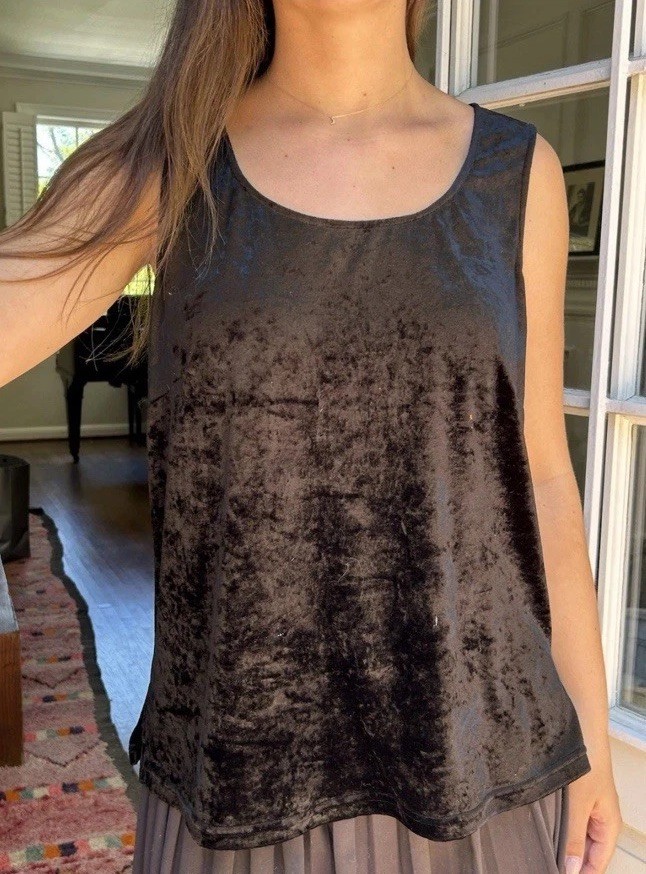 Citron Santa Monica L Rayon Silk Velvet Tank Top Black