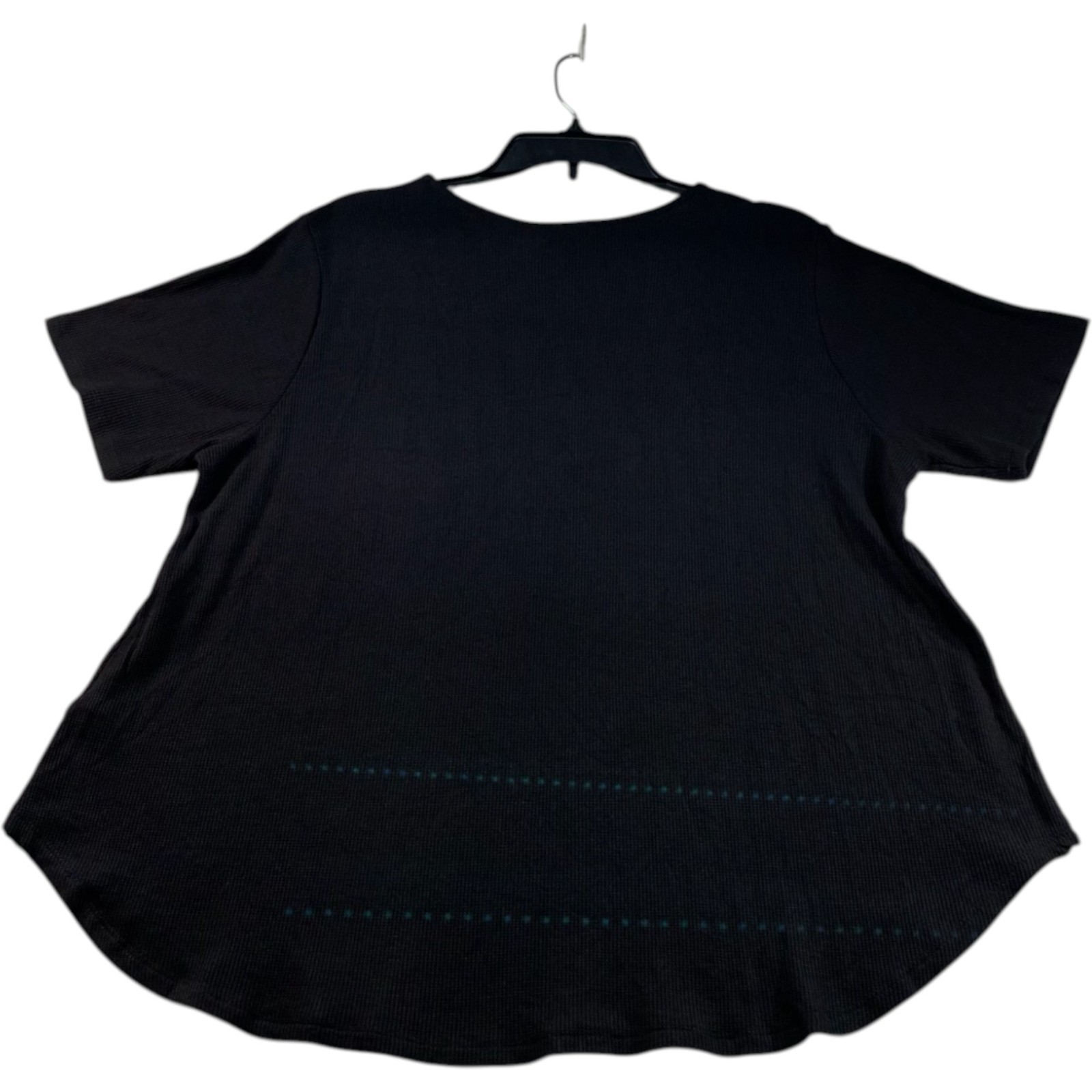 Coin 1804 Blouse Womens Size Plus Size 2X Black Short Sleeve Stretch New