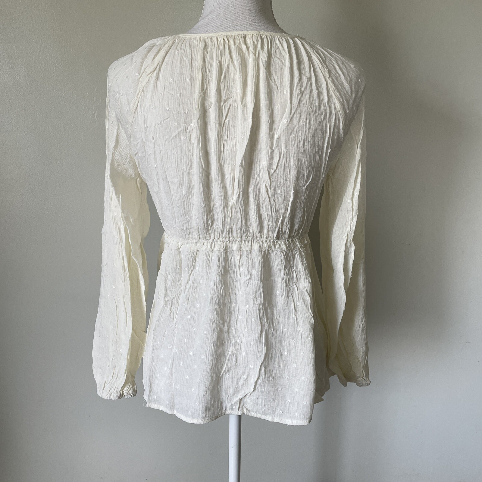 Promesa Womens Boutique Top Cream Swiss Dot Size Small NWT